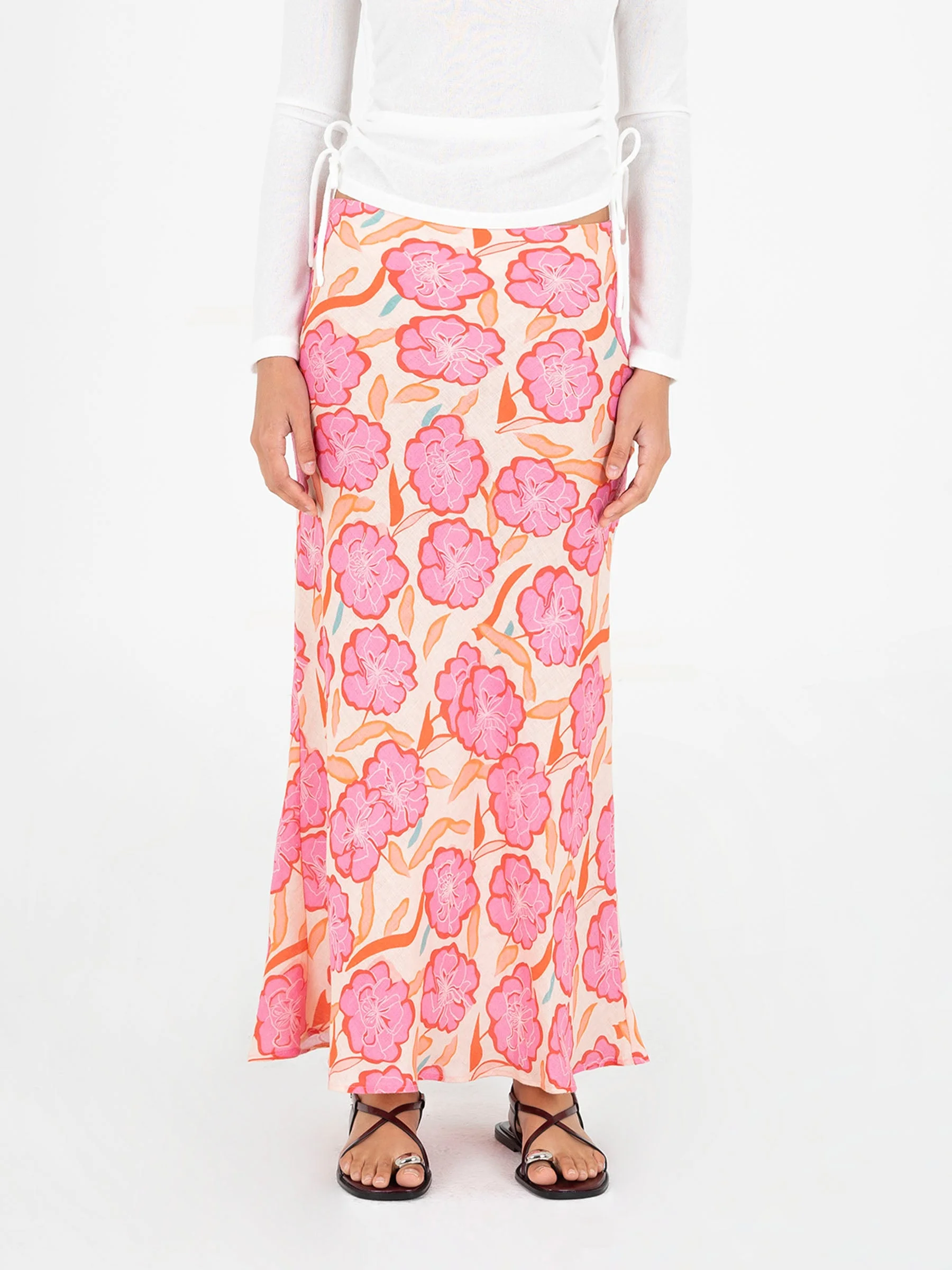 Marigold Pink Floral Print Skirt