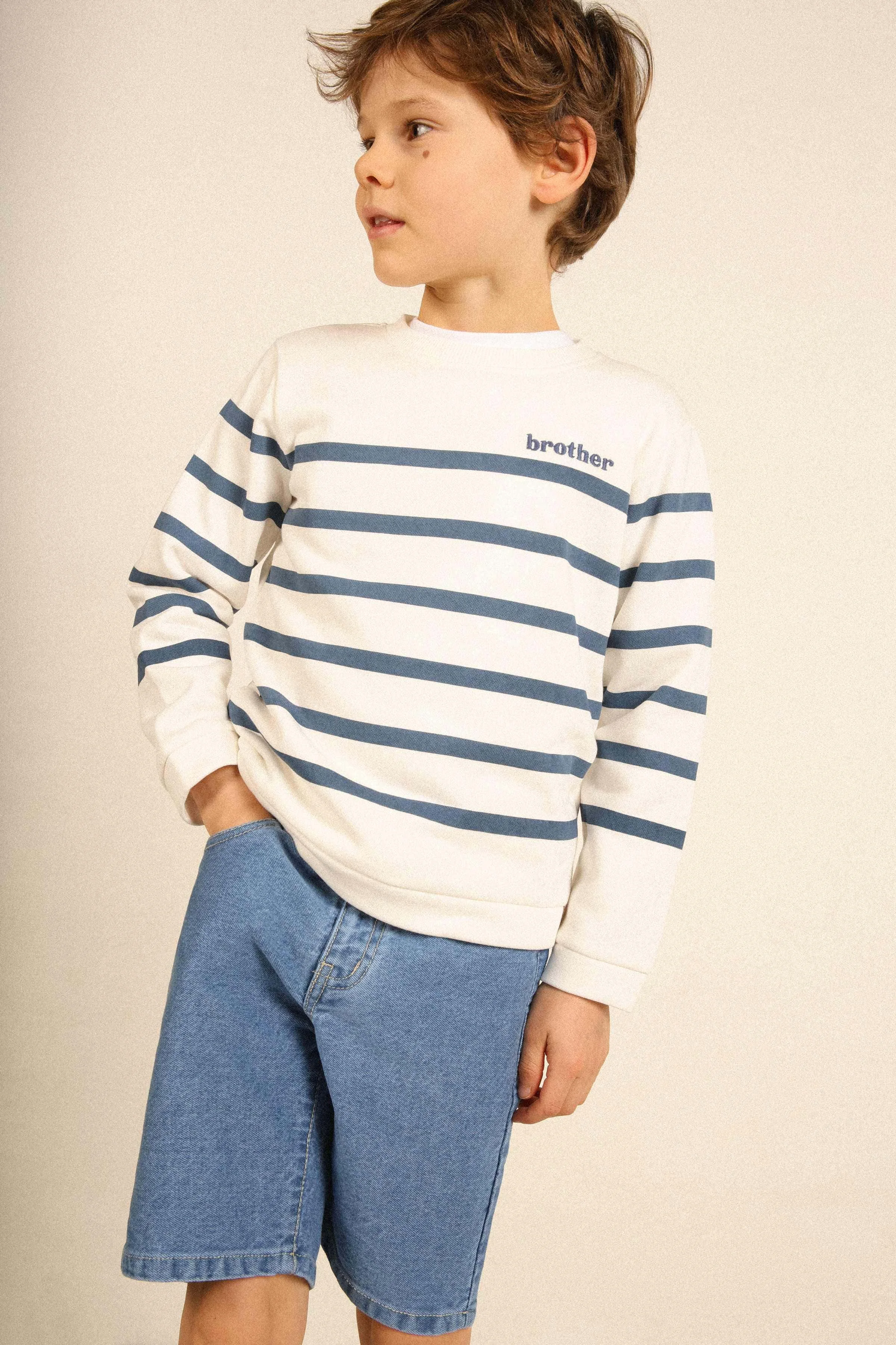 Sweatshirt family bui BLUE DARK STRIPE