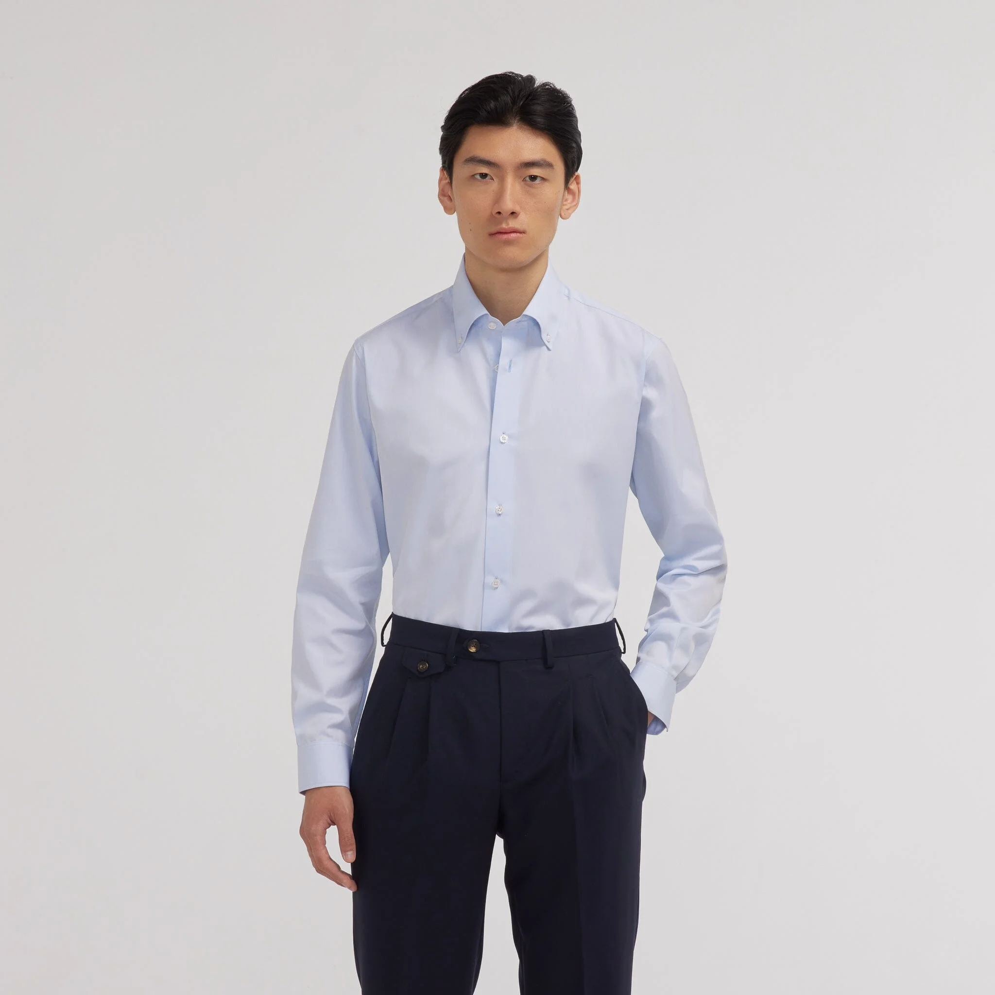 Chemise en popeline double retors bleu ciel
