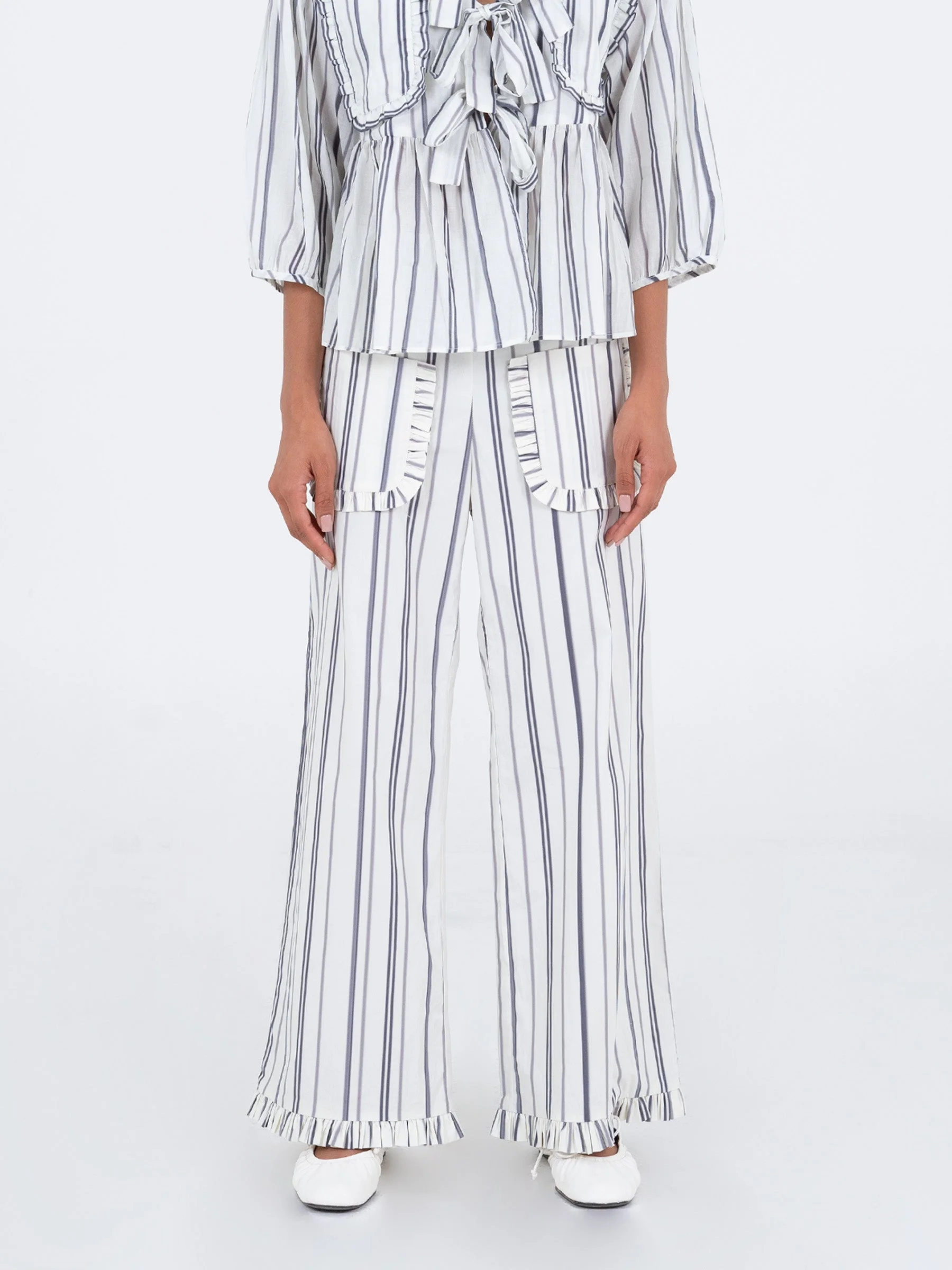 Bluebell Blue Striped Printed Pants