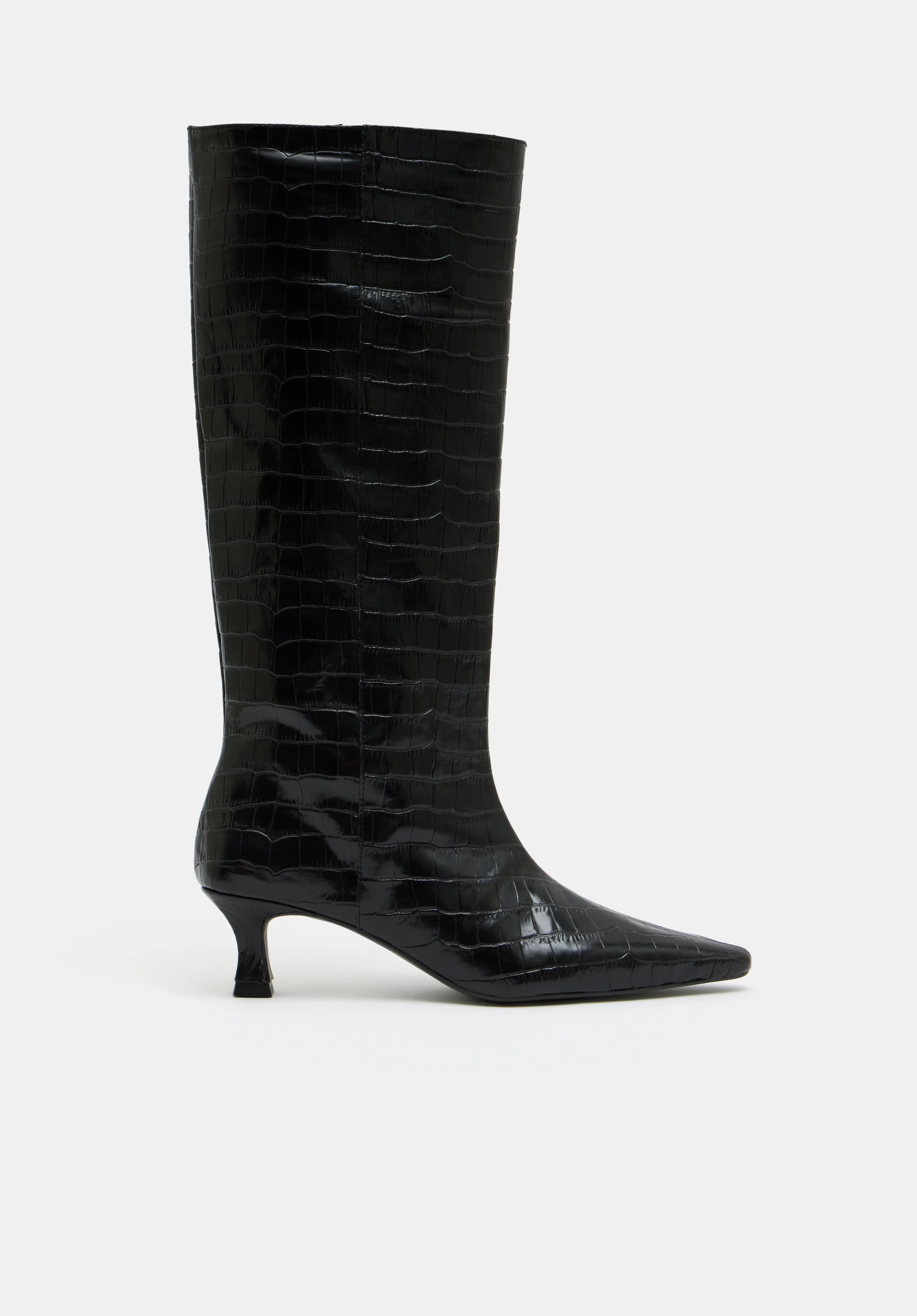 hush Katlynn Leather Kitten Heel Knee Boots