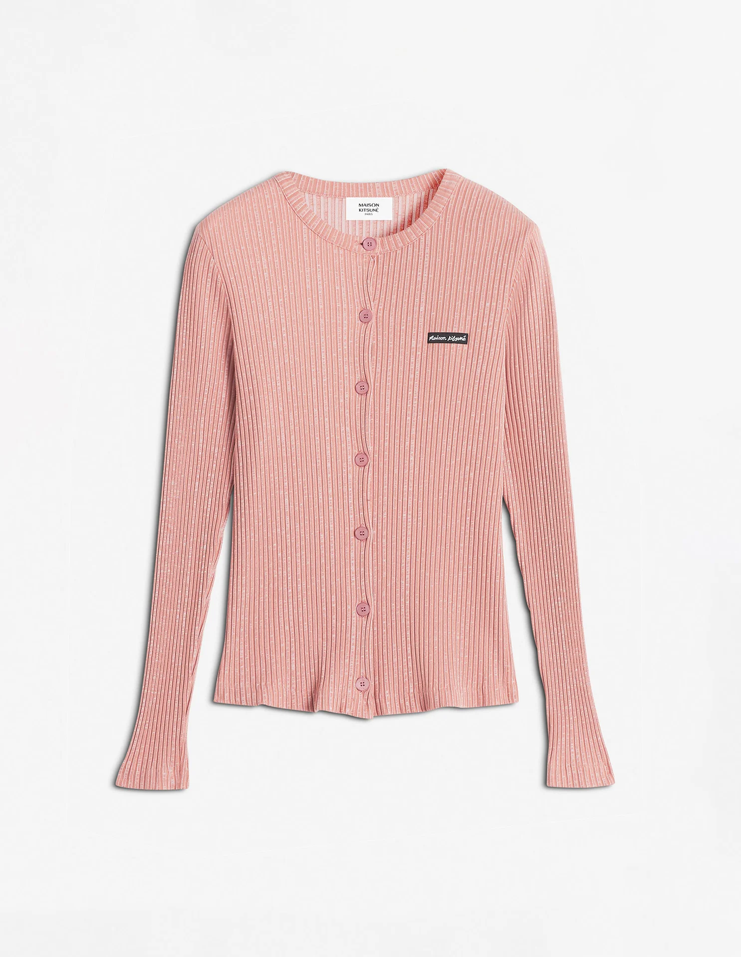 MAISON KITSUNE HANDWRITING LABEL RIBBED CARDIGAN