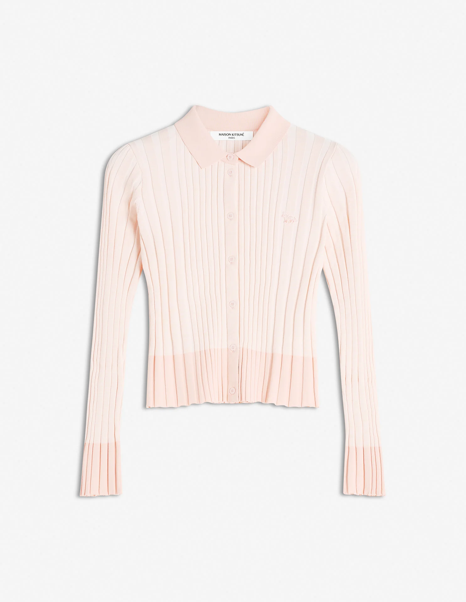 BABY FOX PATCH PLEATED RIBBED CARDIGAN