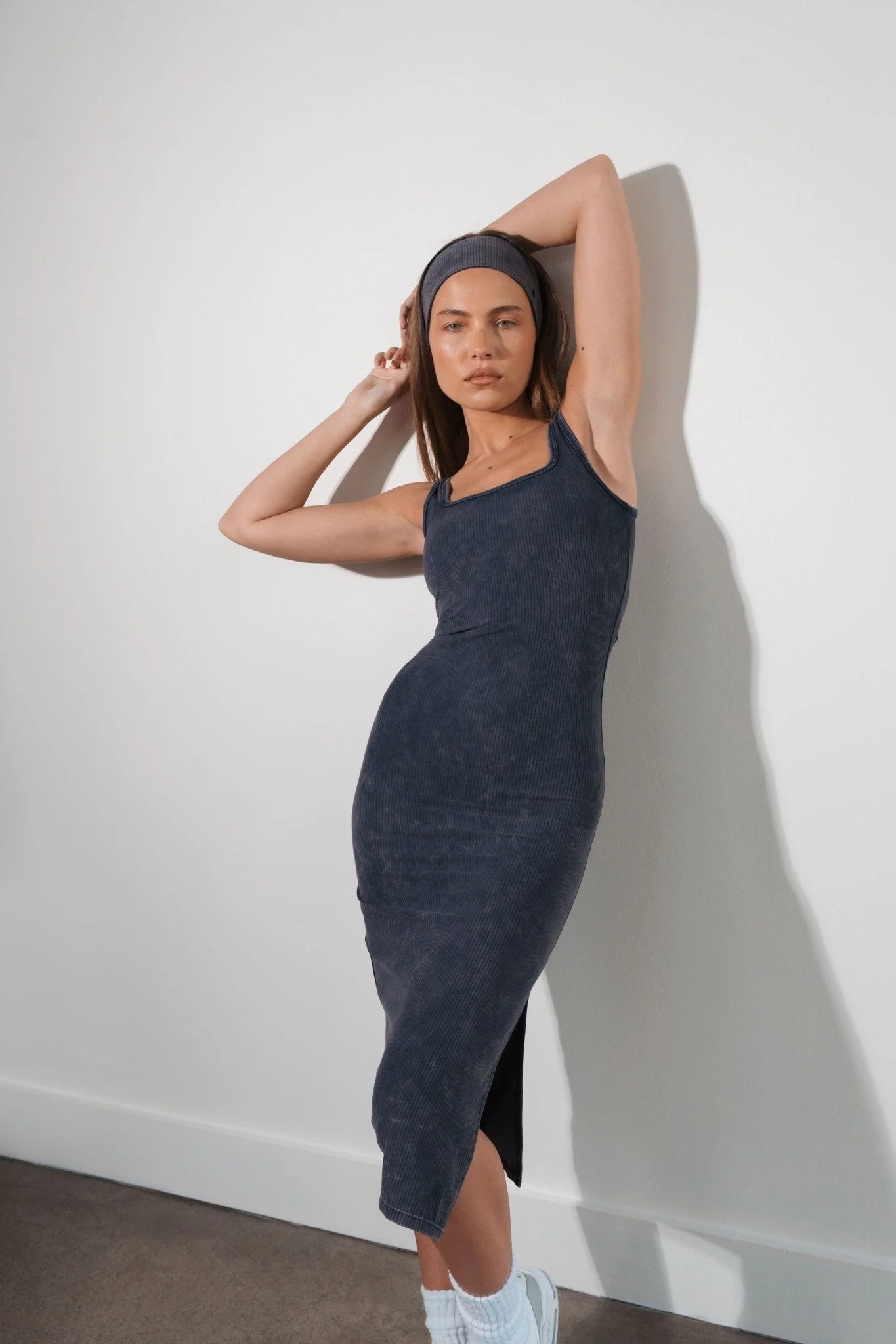 Cloud II™ Rib Basic Midi Dress - Oxford Washed