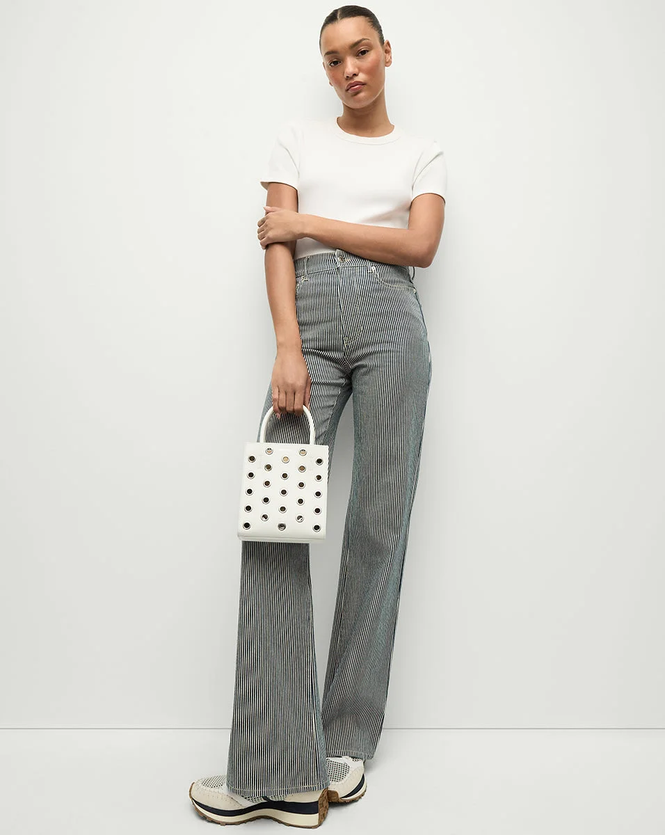 Crosbie Striped Slim Wide-Leg Jean