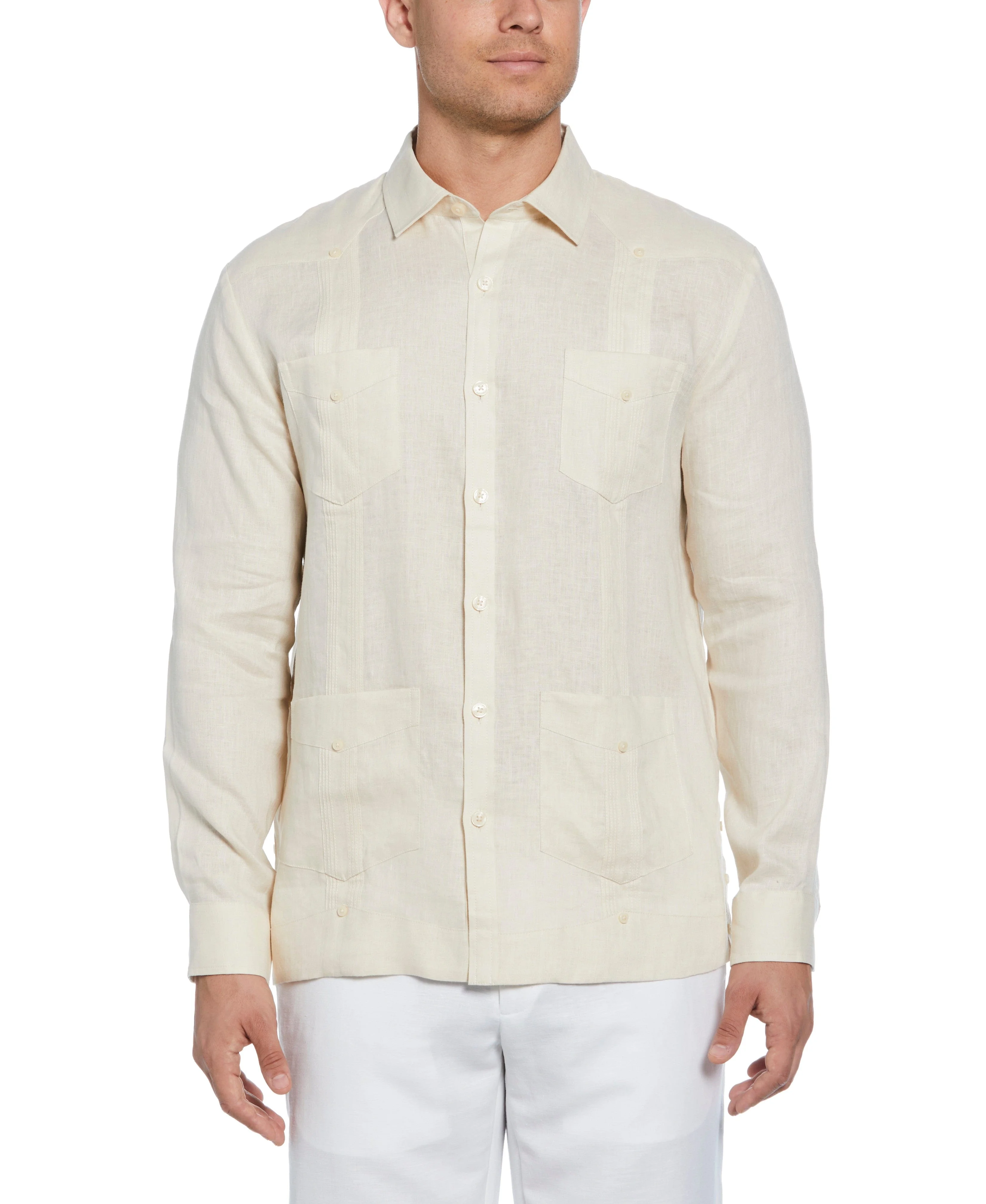 100% Linen Classic Guayabera Shirt - Long Sleeve
