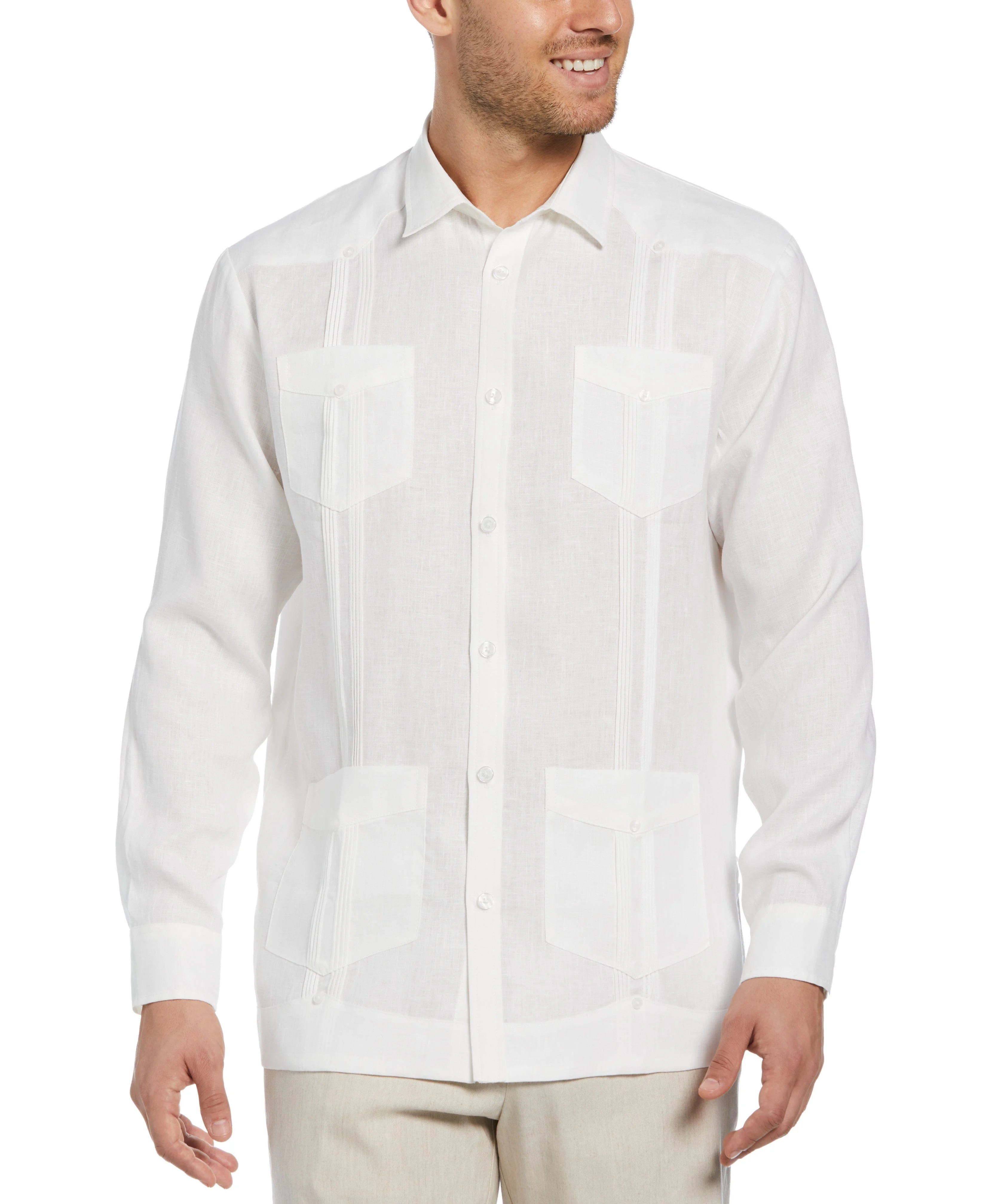 100% Linen Classic Guayabera Shirt - Long Sleeve