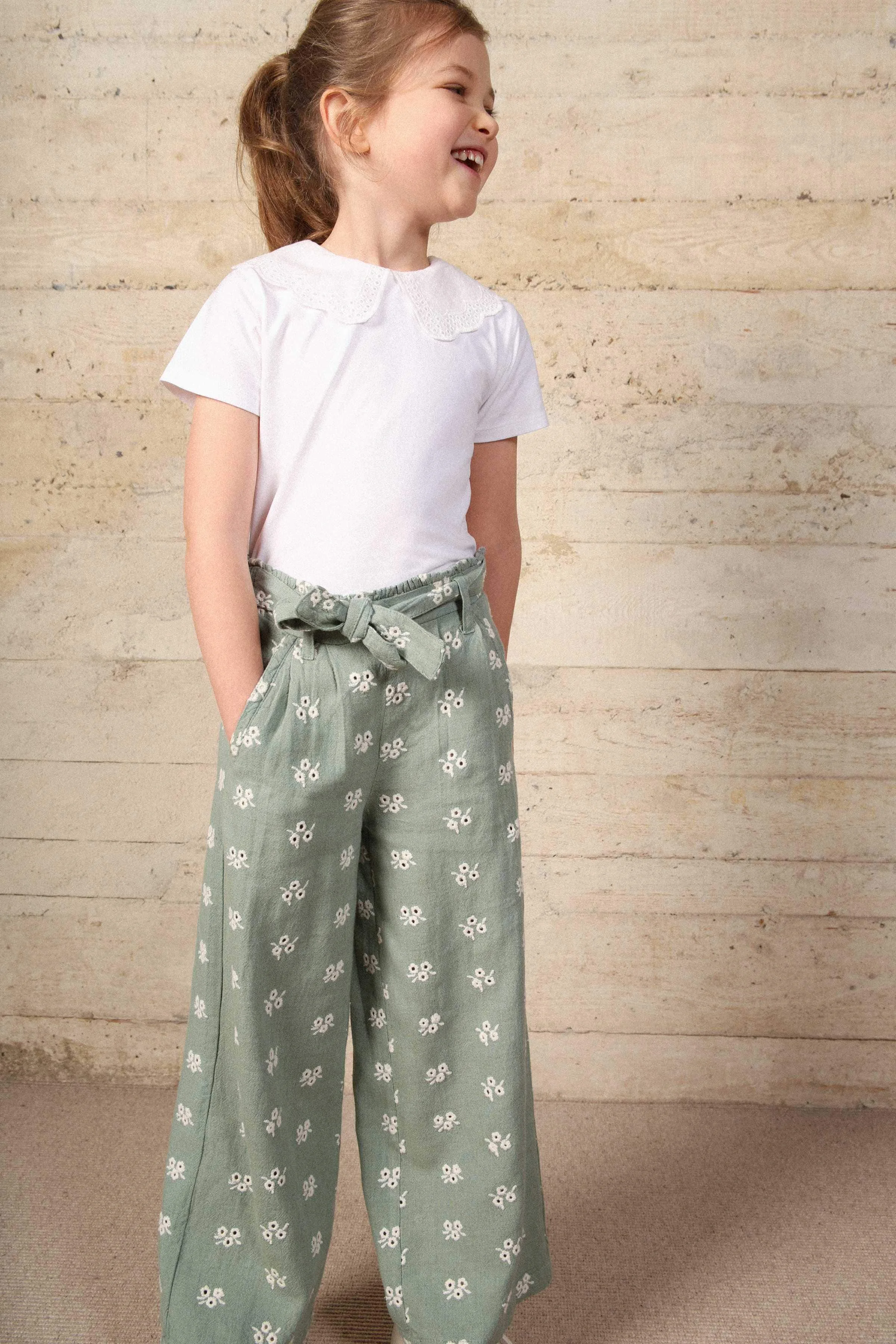 Supple pants bui GREEN EMBROIDERY