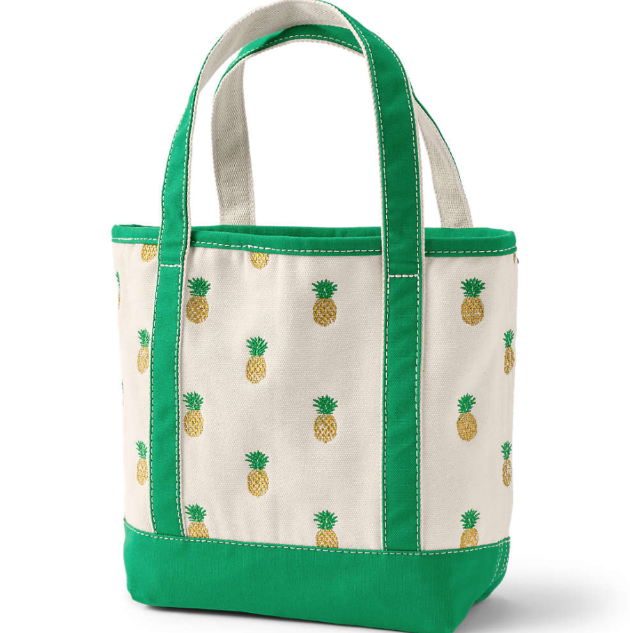 Medium Embroidered 5 Pocket Open Top Canvas Tote Bag