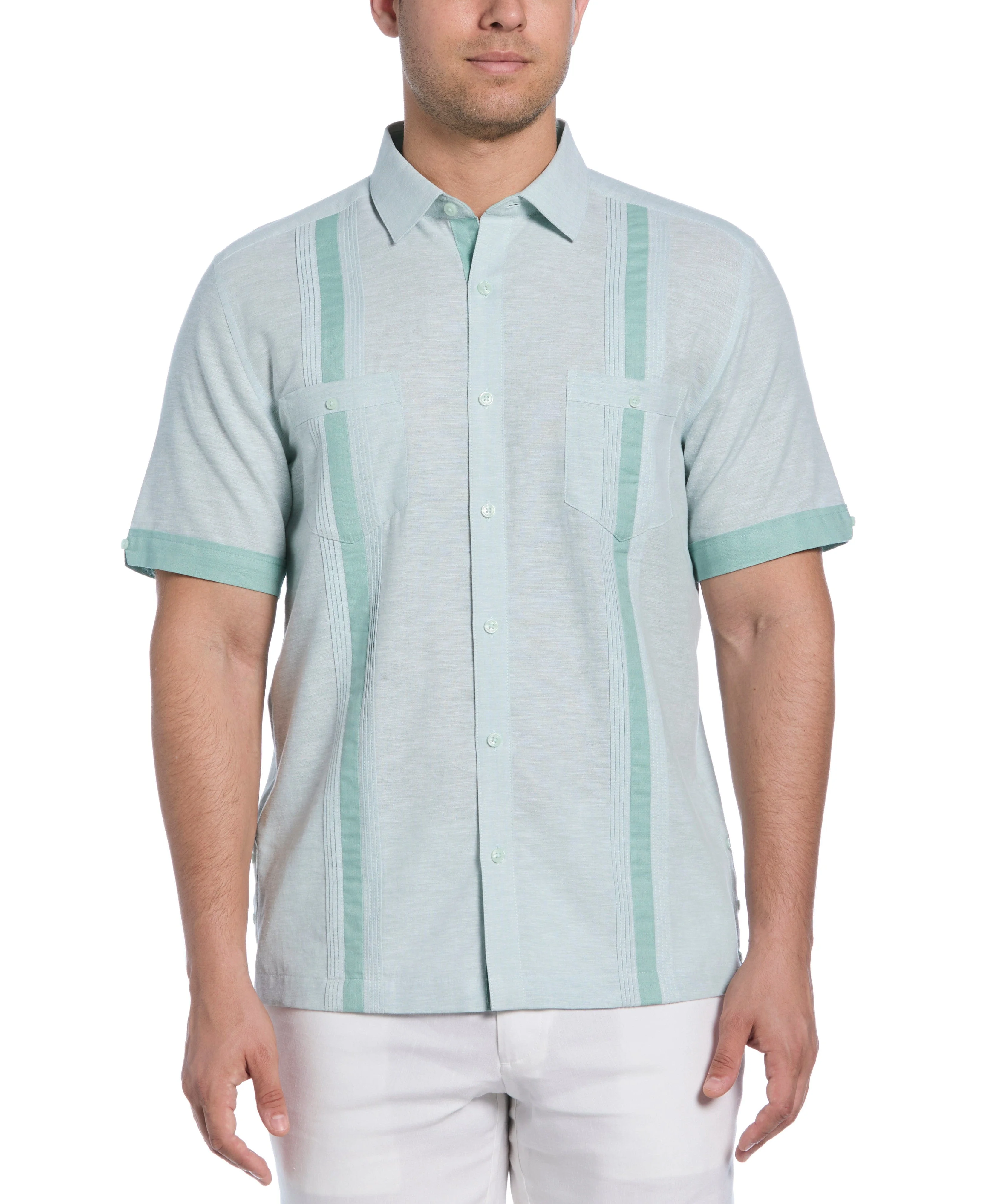 Linen Blend Cross Dye Guayabera Shirt