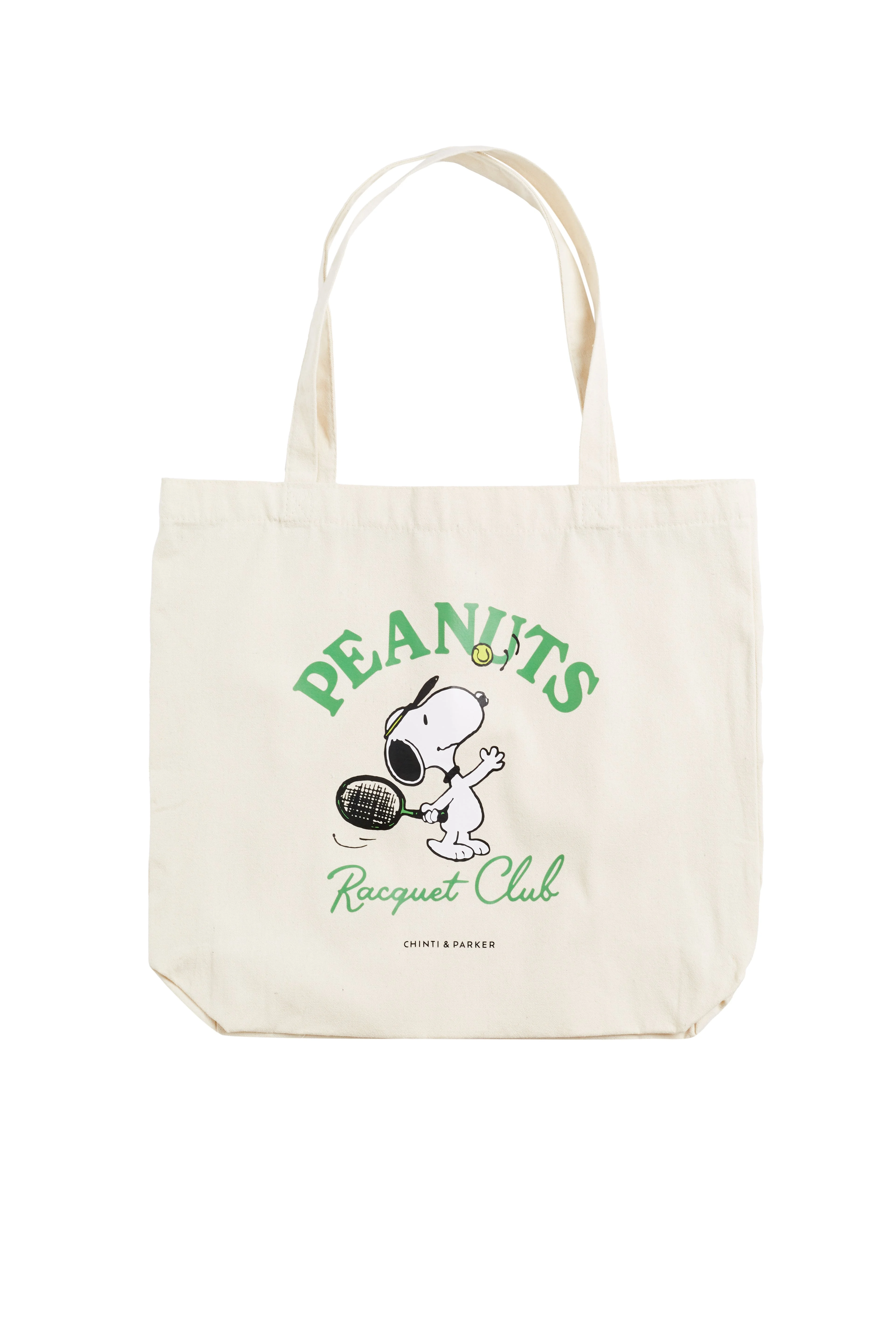 Cream Cotton Peanuts Racquet Club Tote
