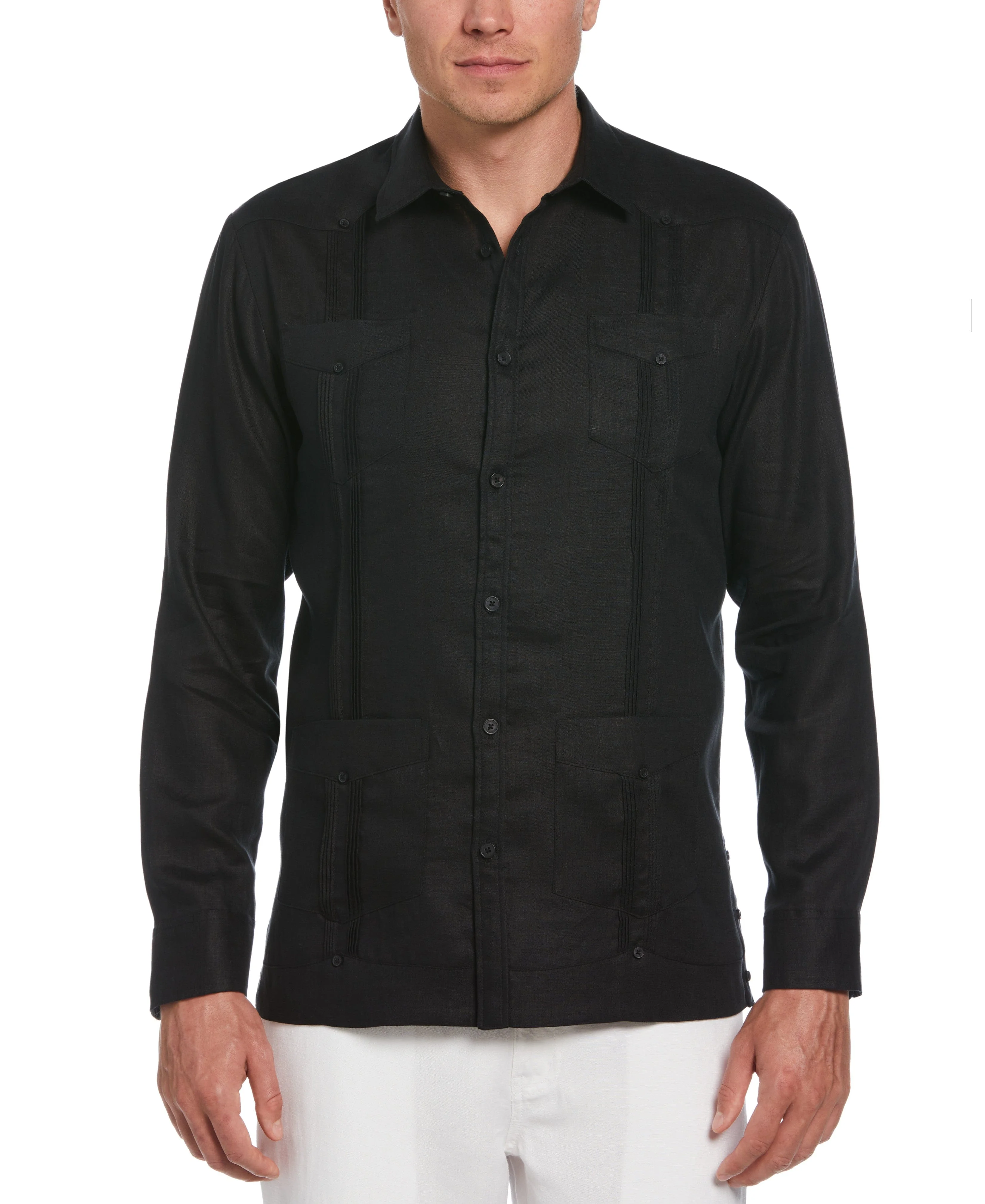 100% Linen Classic Guayabera Shirt - Long Sleeve