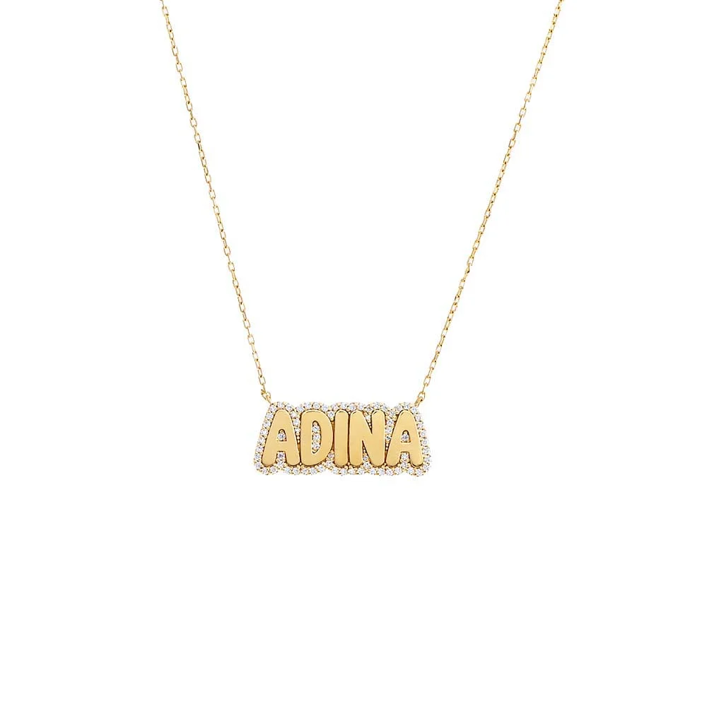 Pave Outlined Bubble Nameplate Necklace