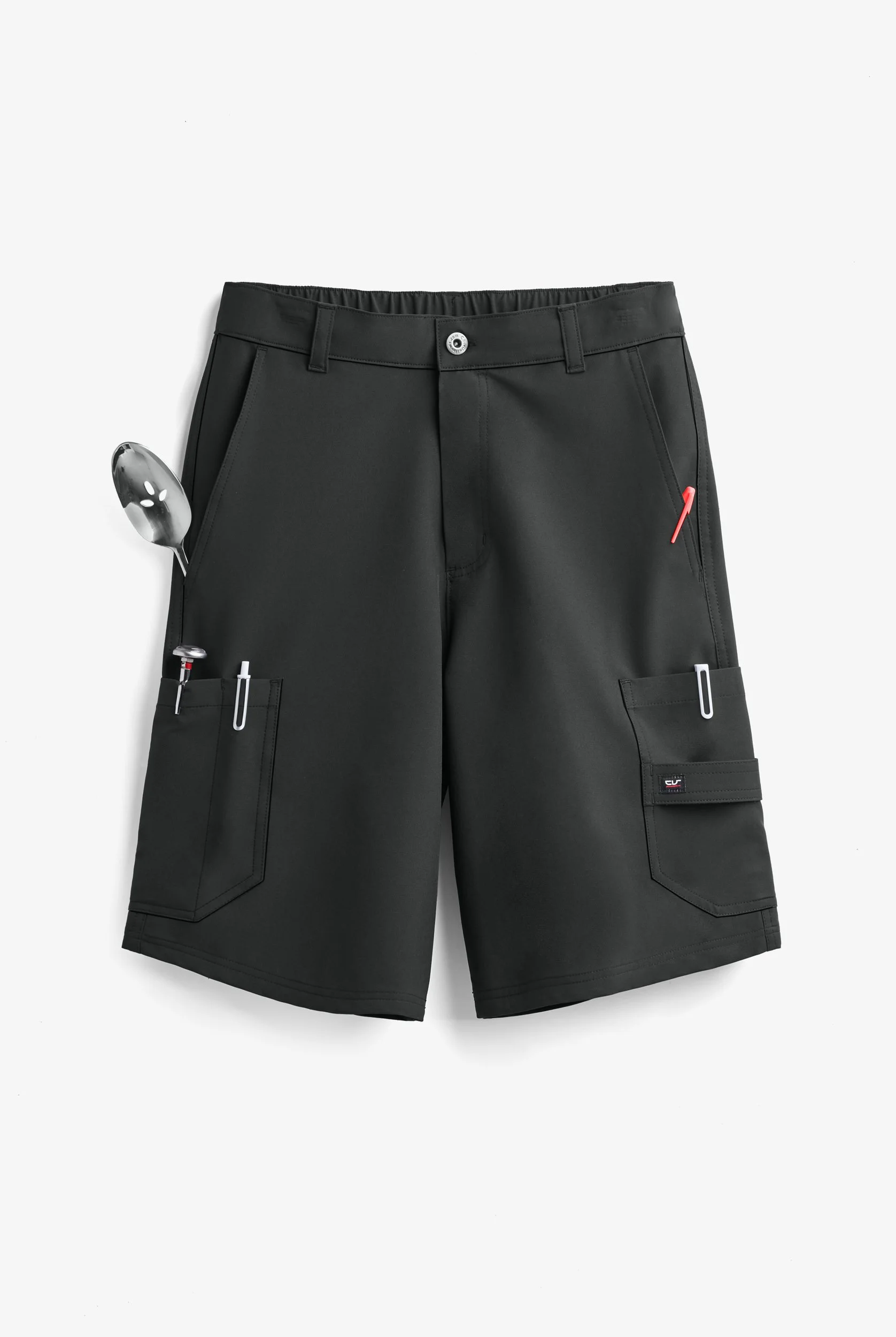 Chef Uniforms Chef Performance Men's 6-Pocket Cargo Stretch Chef Shorts in Black | Size XL | Polyester/Spandex