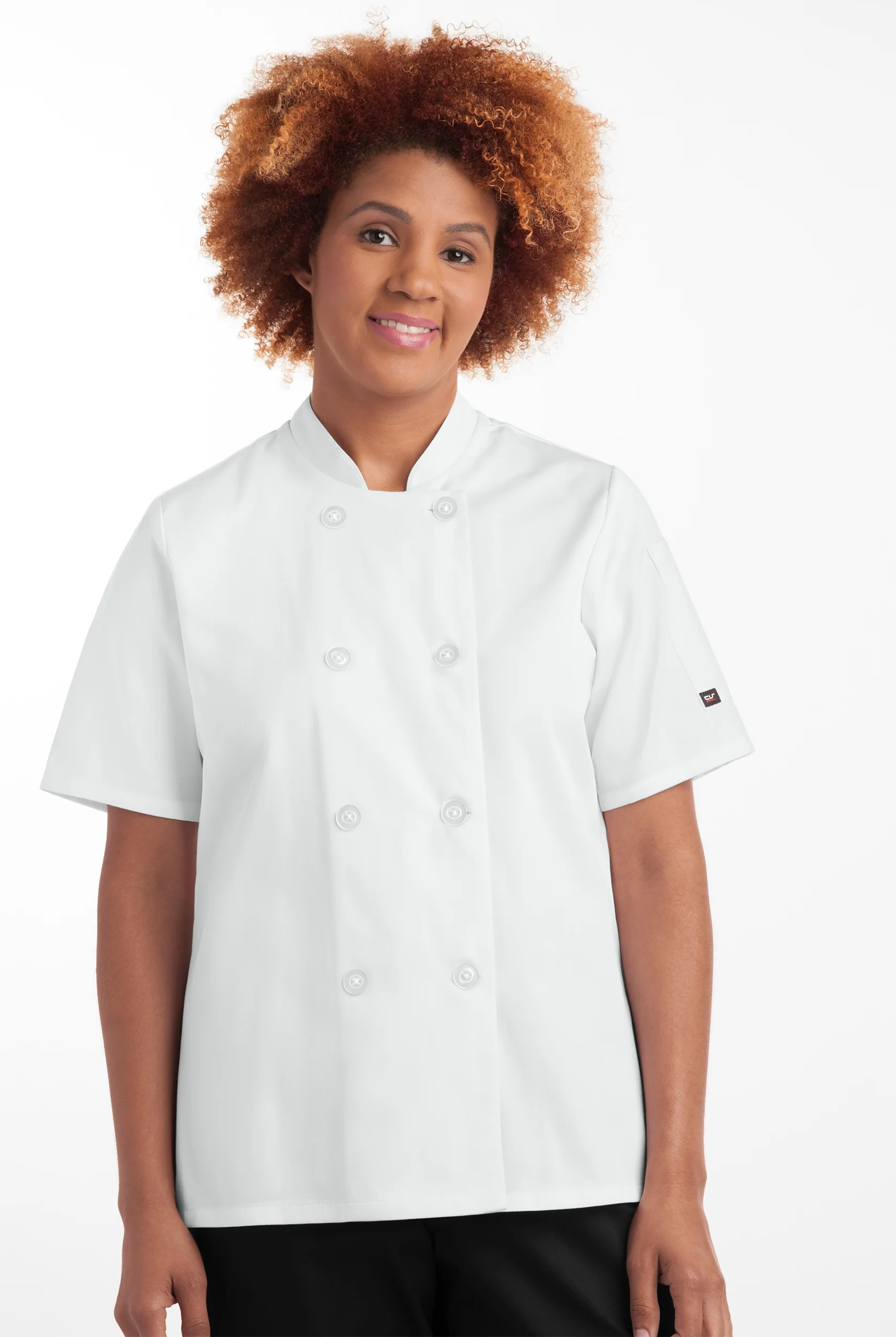 Chef Coat For Women | Chef Uniforms On the Line Women's 1-Pocket Reversible Double Breasted Closure Short Sleeve Chef Coat in White | Size XL | Polyester/Cotton