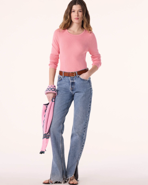 Round Neck Silk-Cashmere Sweater