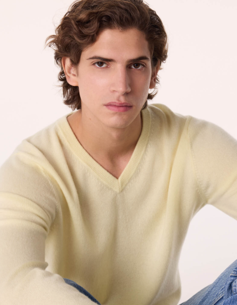 Basic Men V-Neck Cashmere Sweater, 2-threads