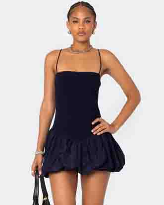 Edikted Ribbed Bubble Skirt Mini Dress