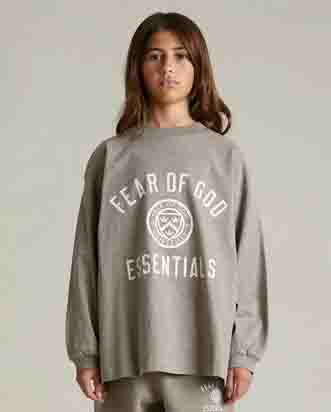 Fear of God Essentials Kids Heather Grey University Long Sleeve T-Shirt