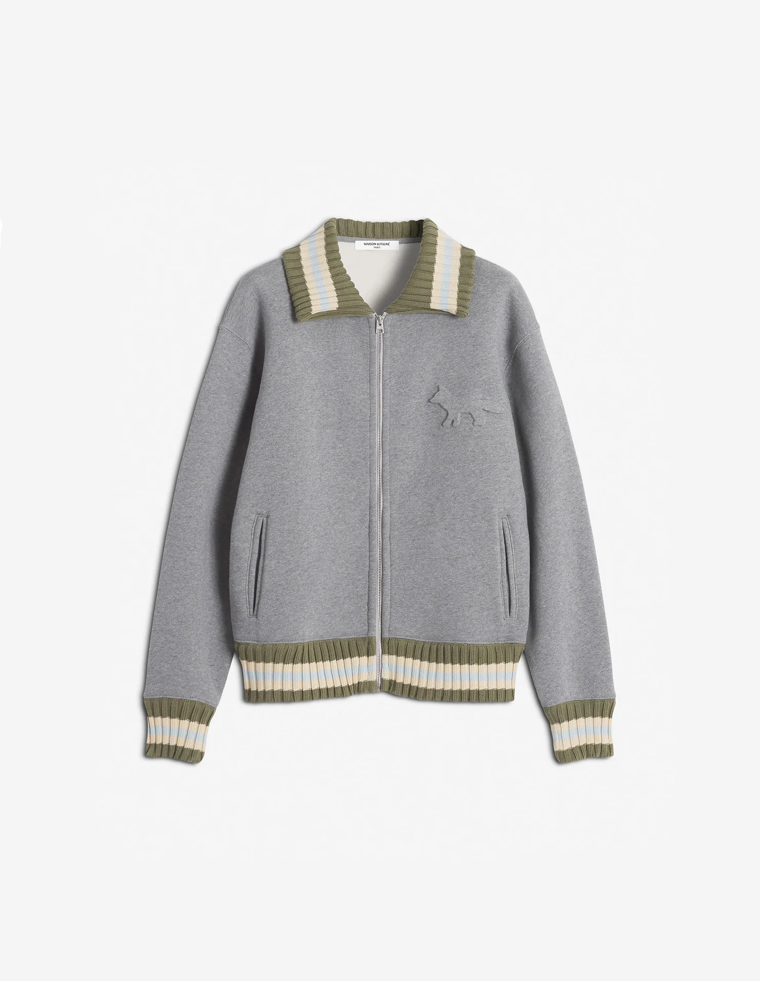 VARSITY ZIPPED BLOUSON IN FLEECE WITH KNITTED DETAIL