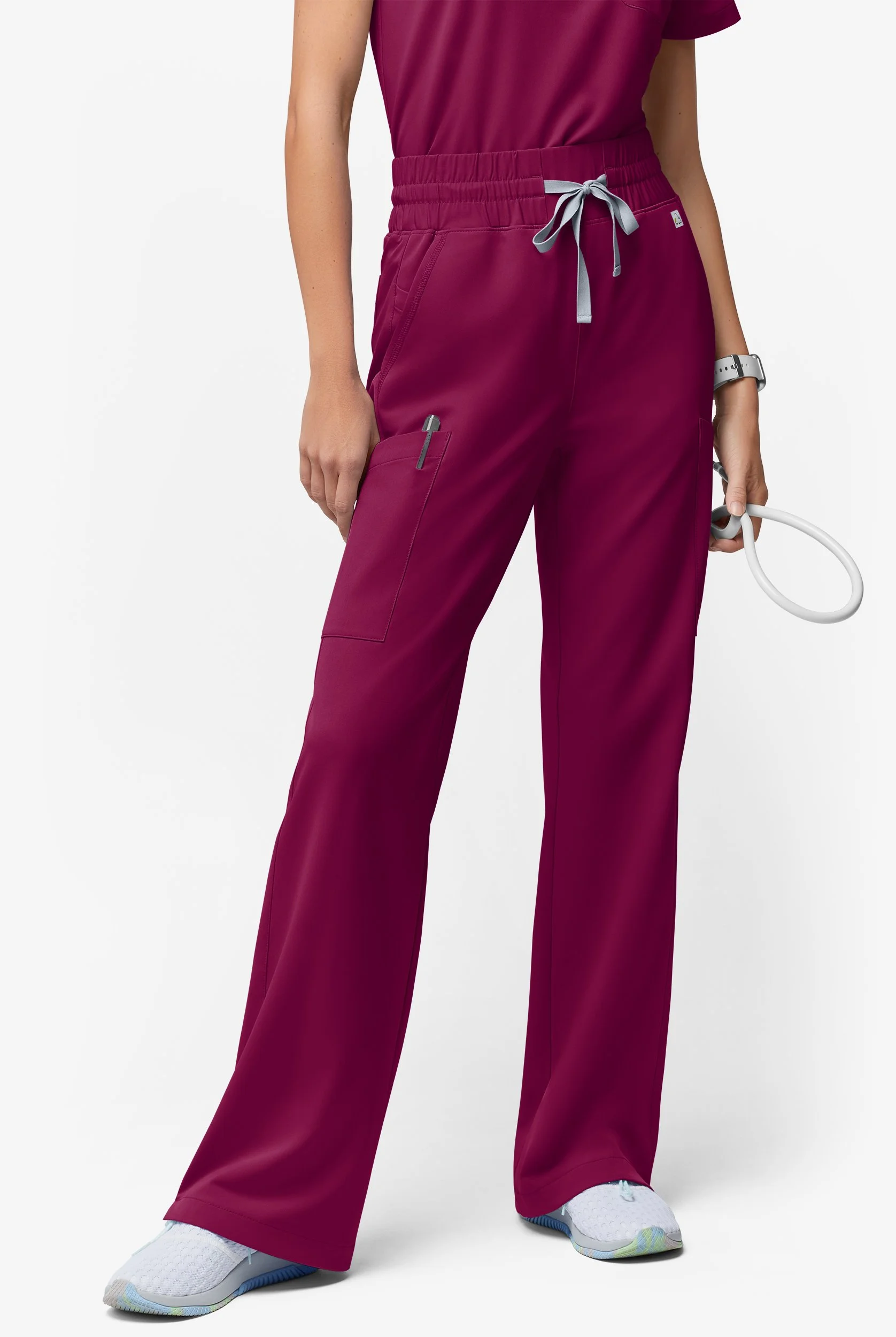Resurge Crystal Women's 7-Pocket High Waisted Wide Leg Pant - Size XL - Wine
