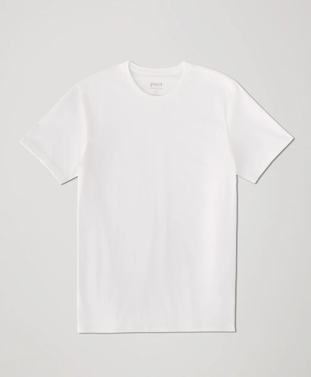 Organic Softspun Crew Neck Tee by pact in White Fair Trade, Mens Size X-Large