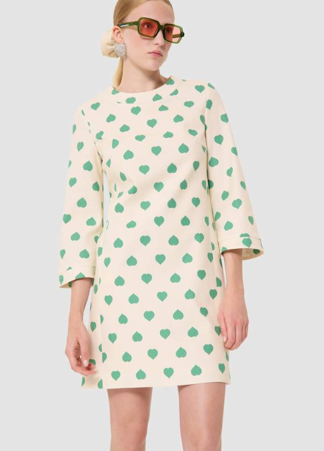Rivanna ecru hearts print dress