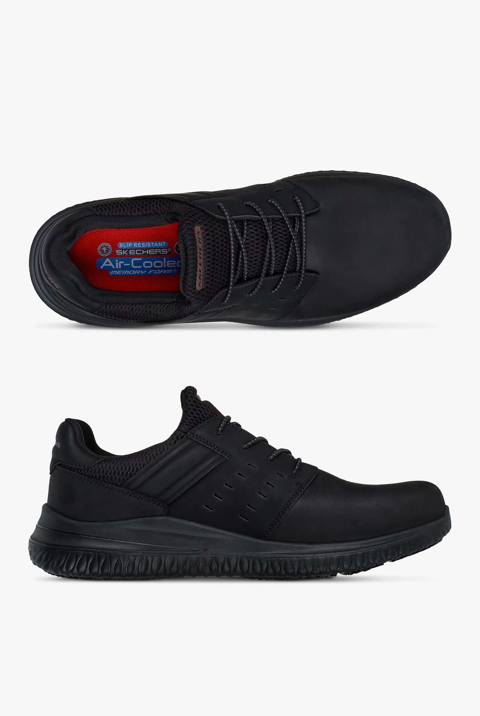 Skechers Work Men's DELSON 3.0 SR Black Bungee Athletic Slip On Shoes in Black | Size 10 | Chef Uniforms