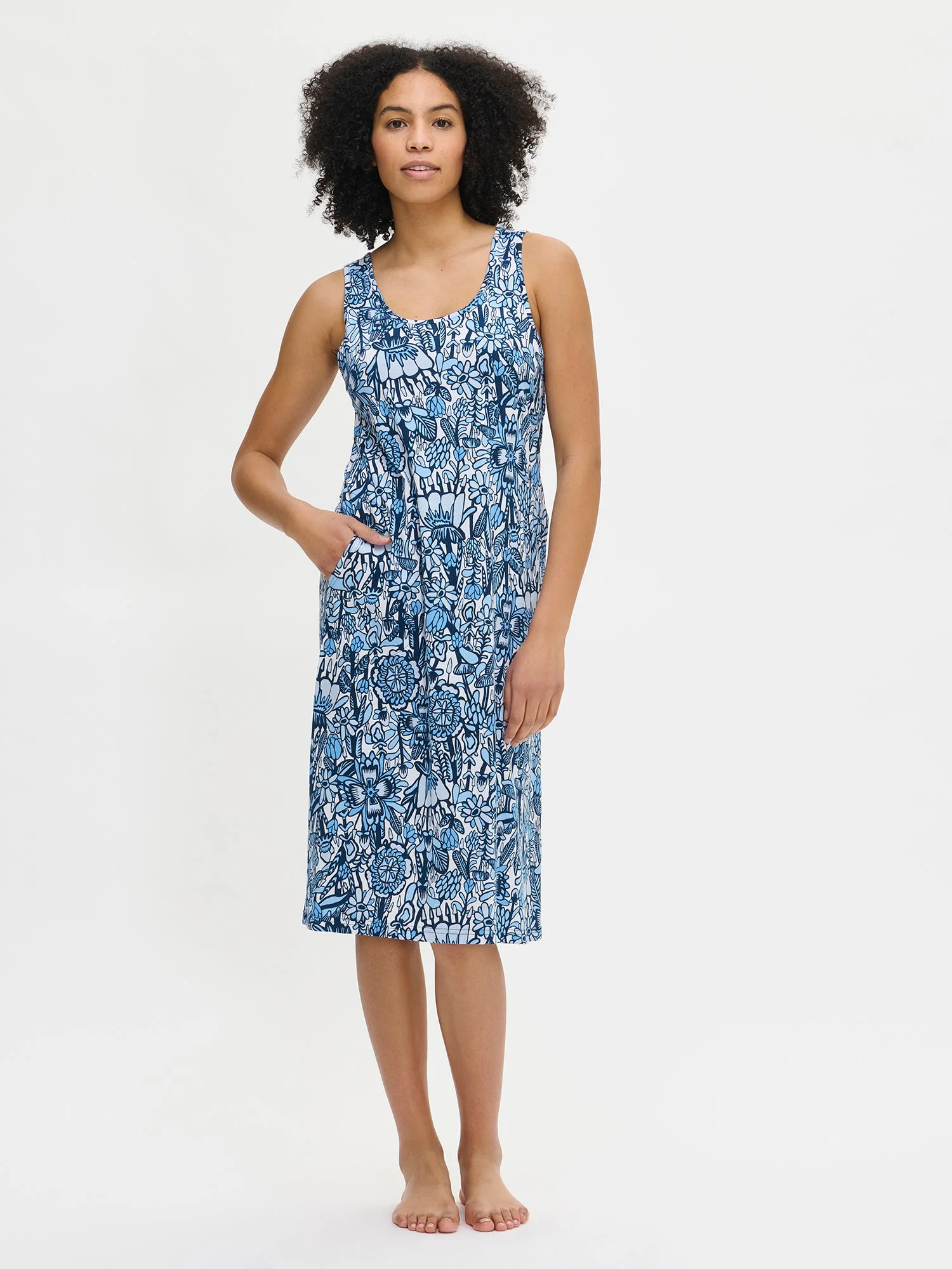 OODI Long Sleeveless Nightgown - Blue
