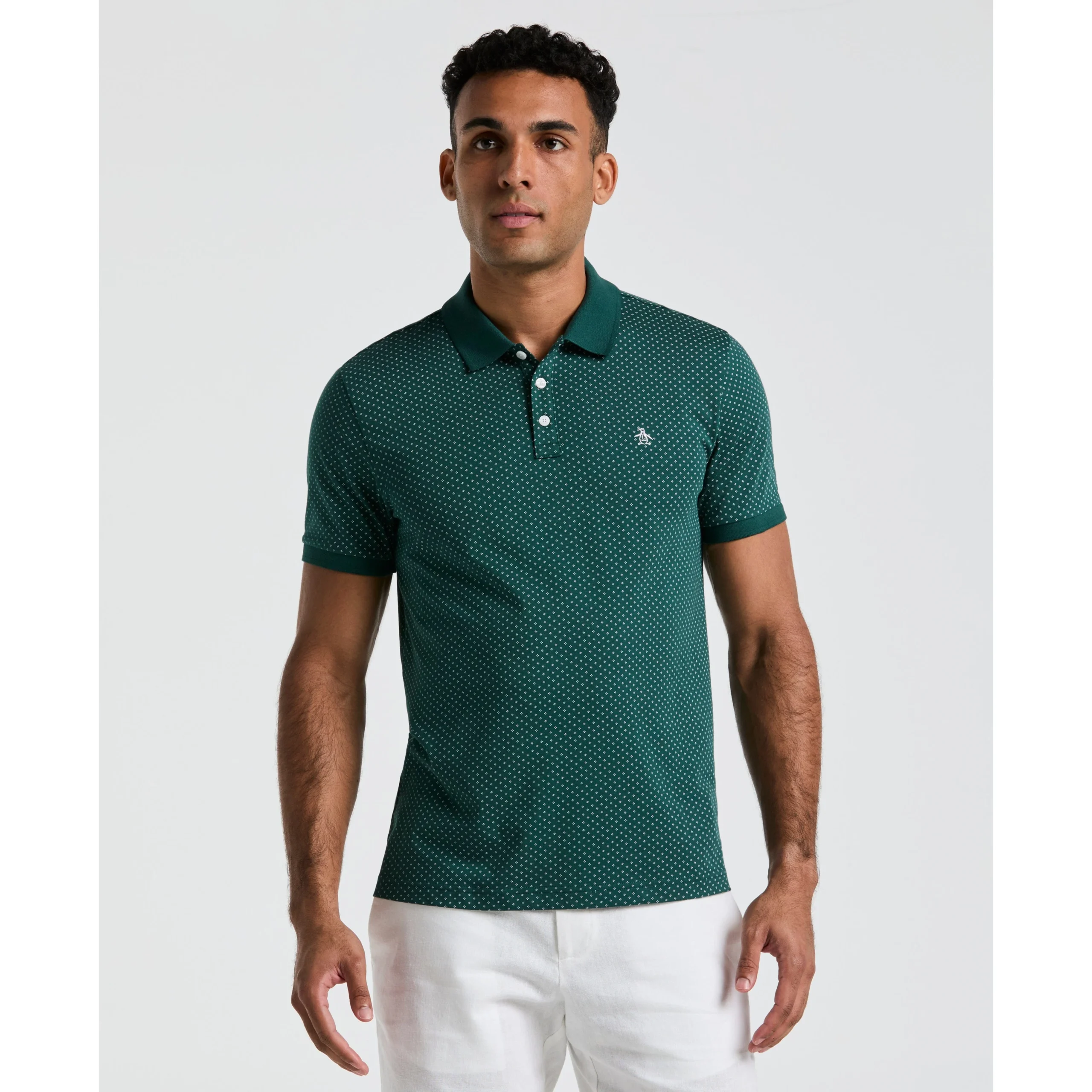 All-Over Diamond Ditsy Print Polo