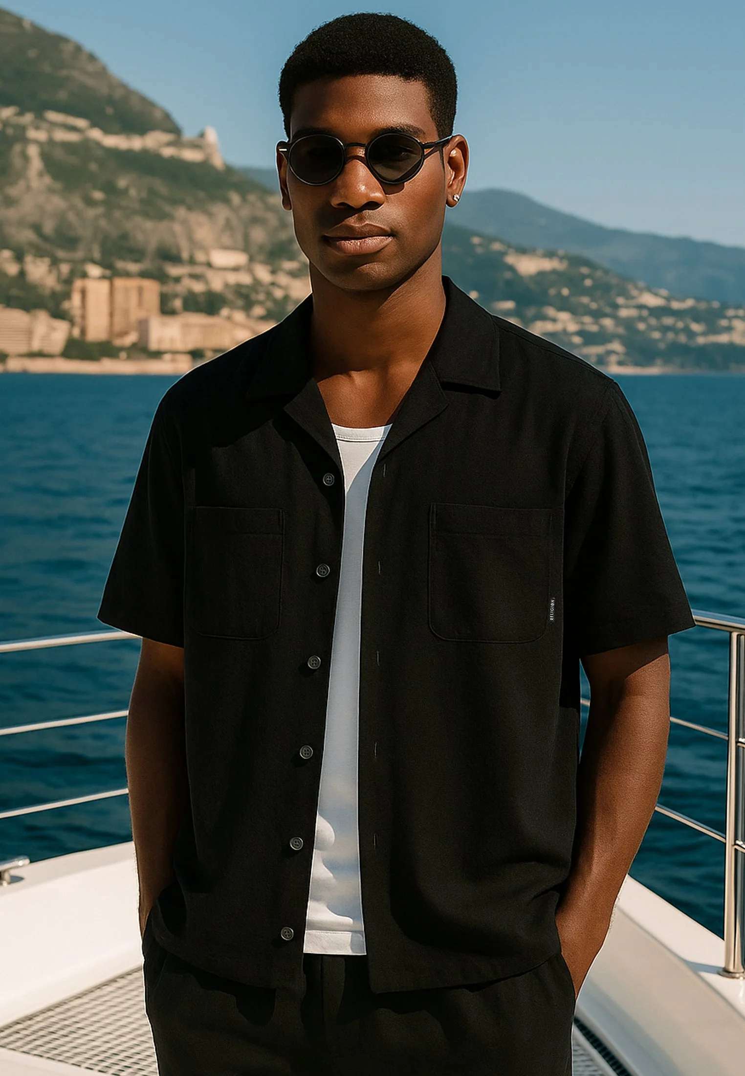 MONACO DOUBLE POCKET HOLIDAY SHIRT MIDNIGHT
