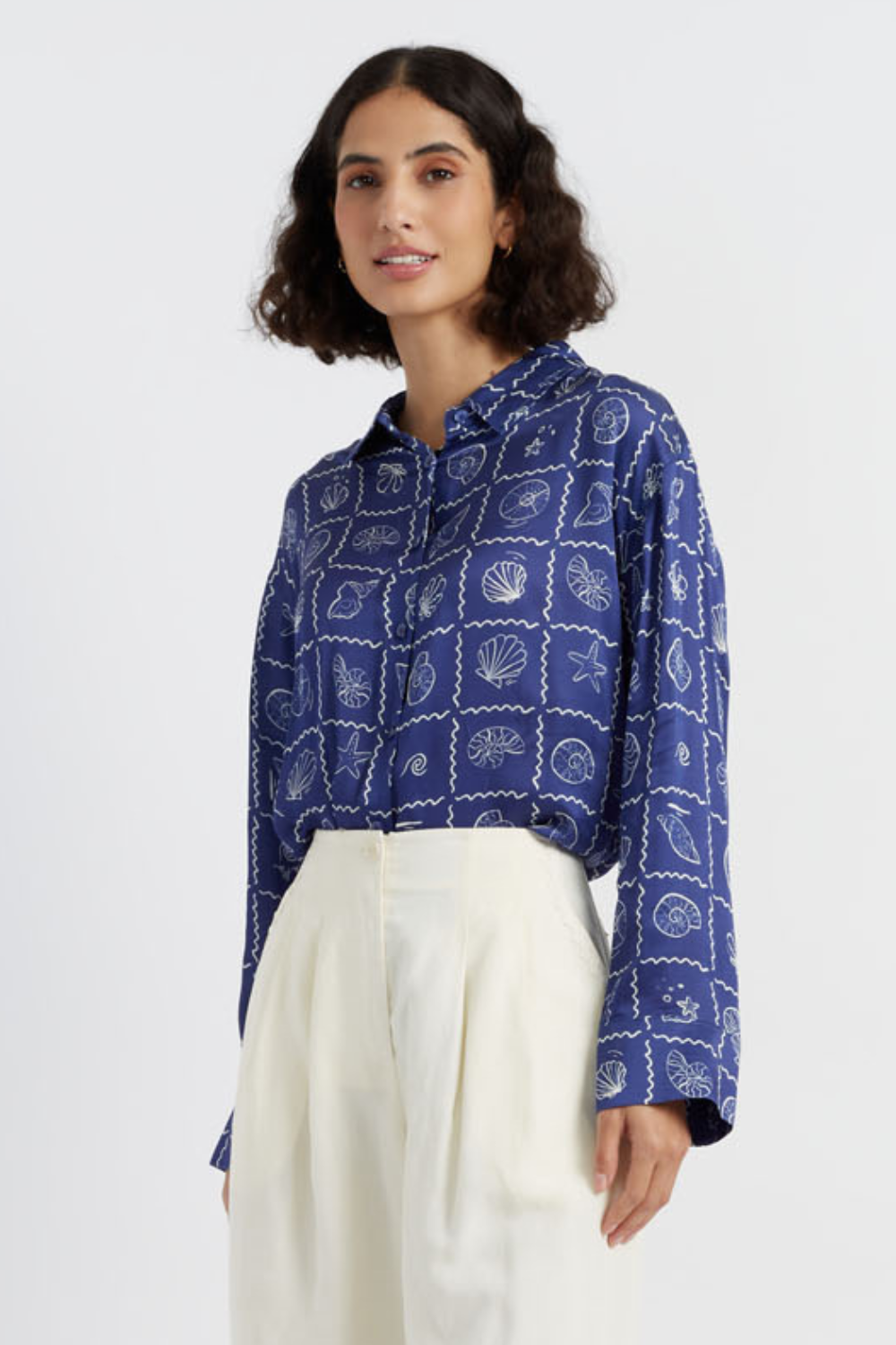 Blue Viscose-Rayon La Mer Shirt