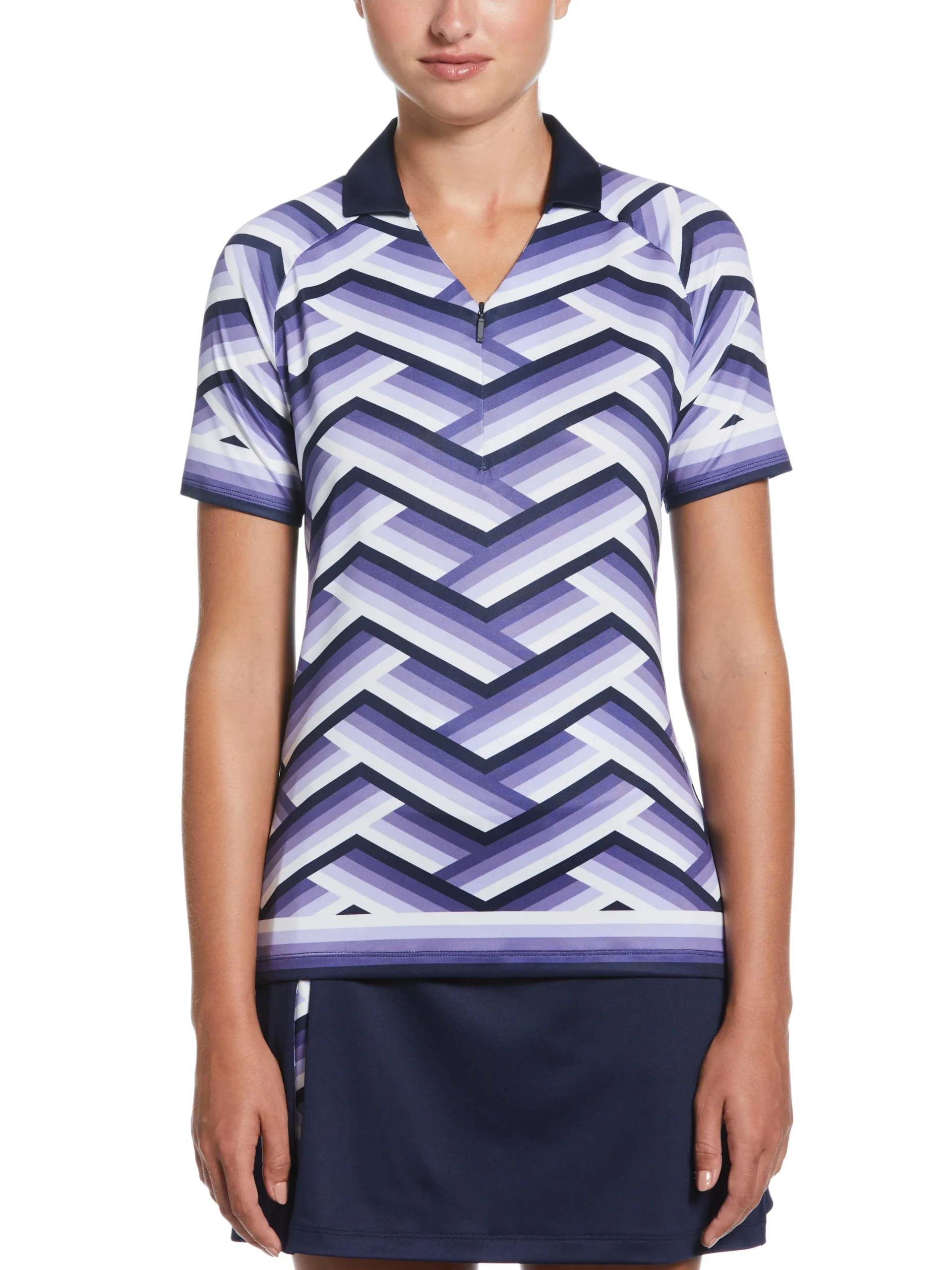 Womens Gradient Stripe Short Sleeve Golf Polo