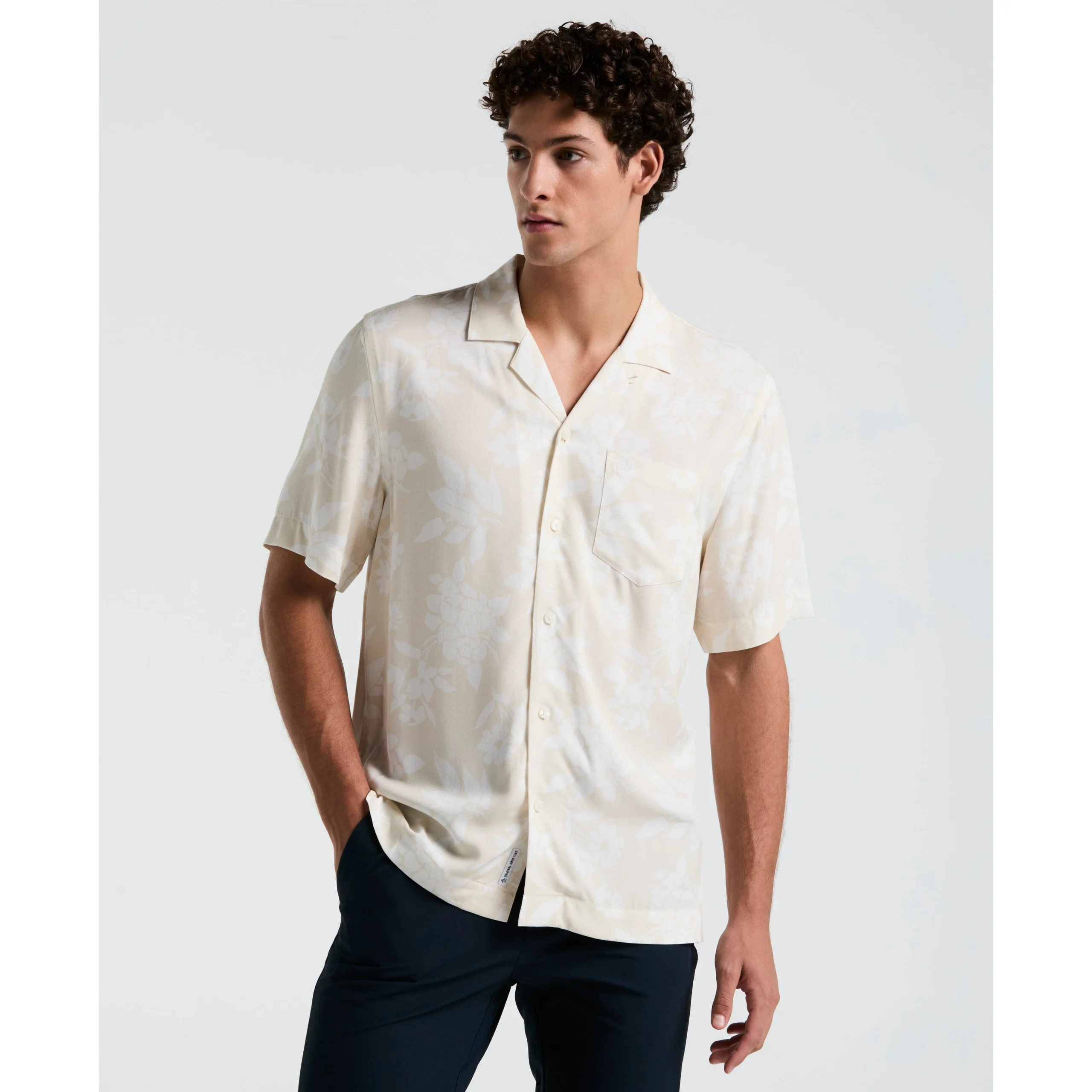 All-Over Palm Leaf Print Shirt