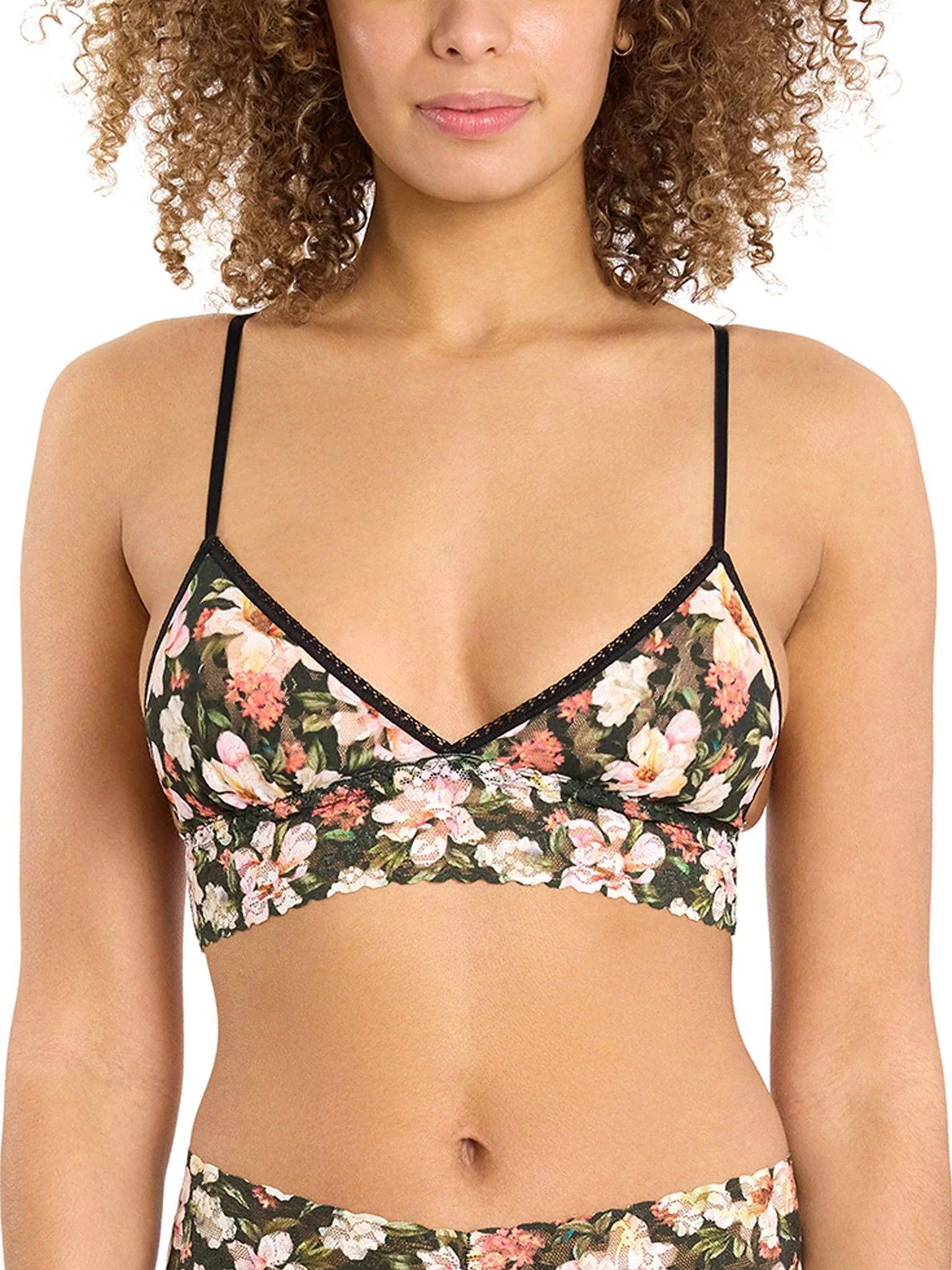 Printed Signature Lace® Padded Triangle Bralette Dark Room Blooms