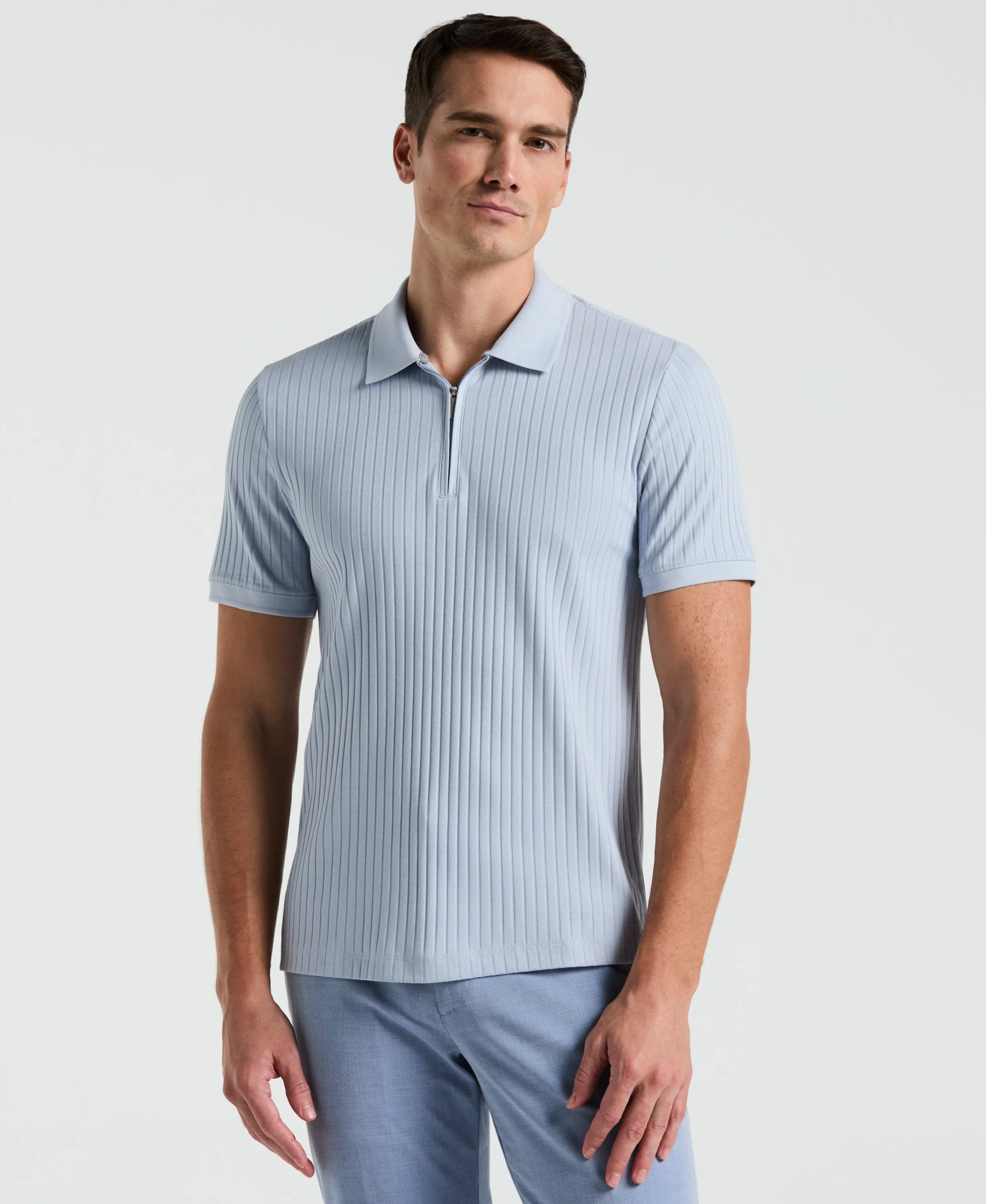 Ribbed Quarter Zip Polo
