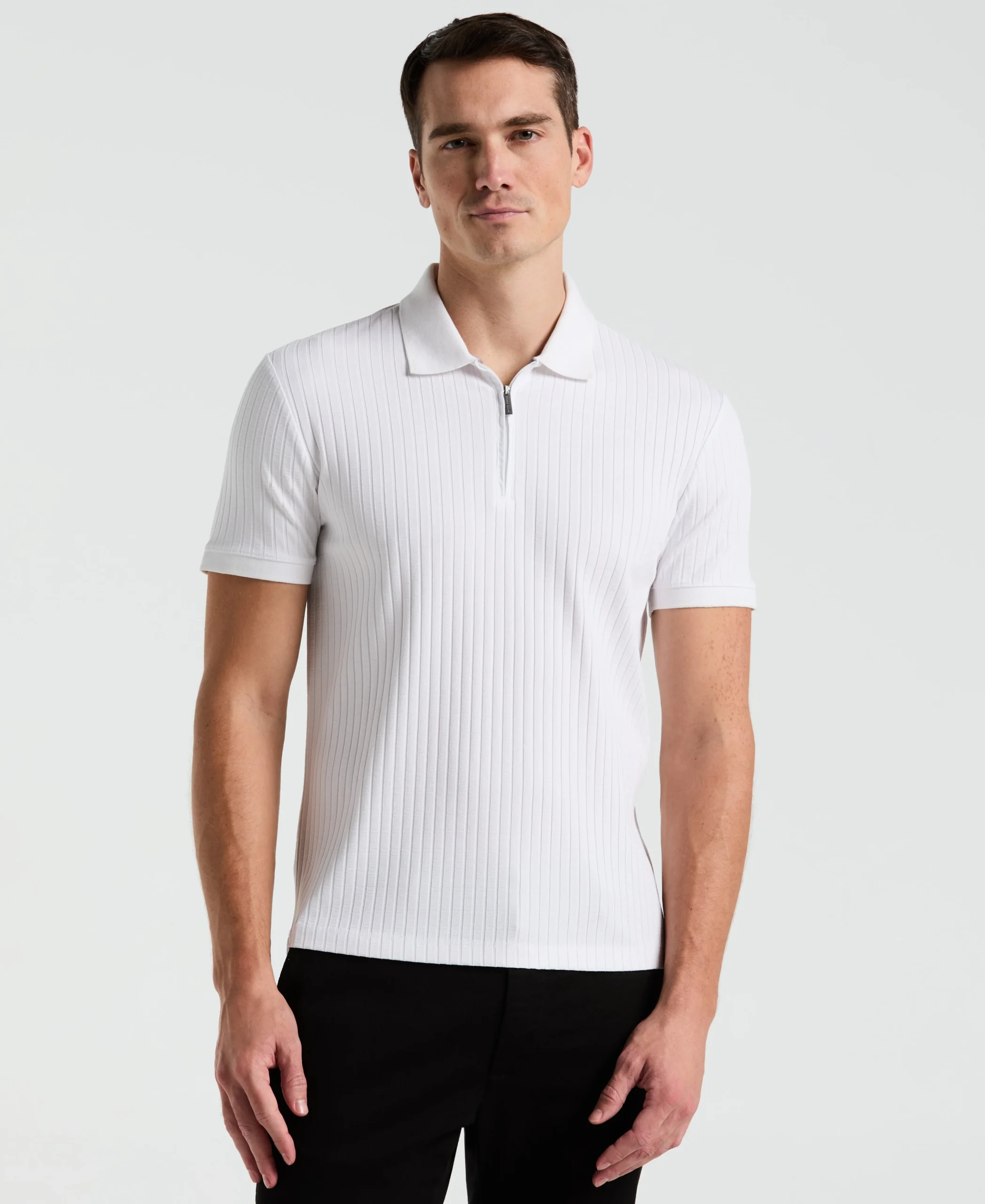 Ribbed Quarter Zip Polo