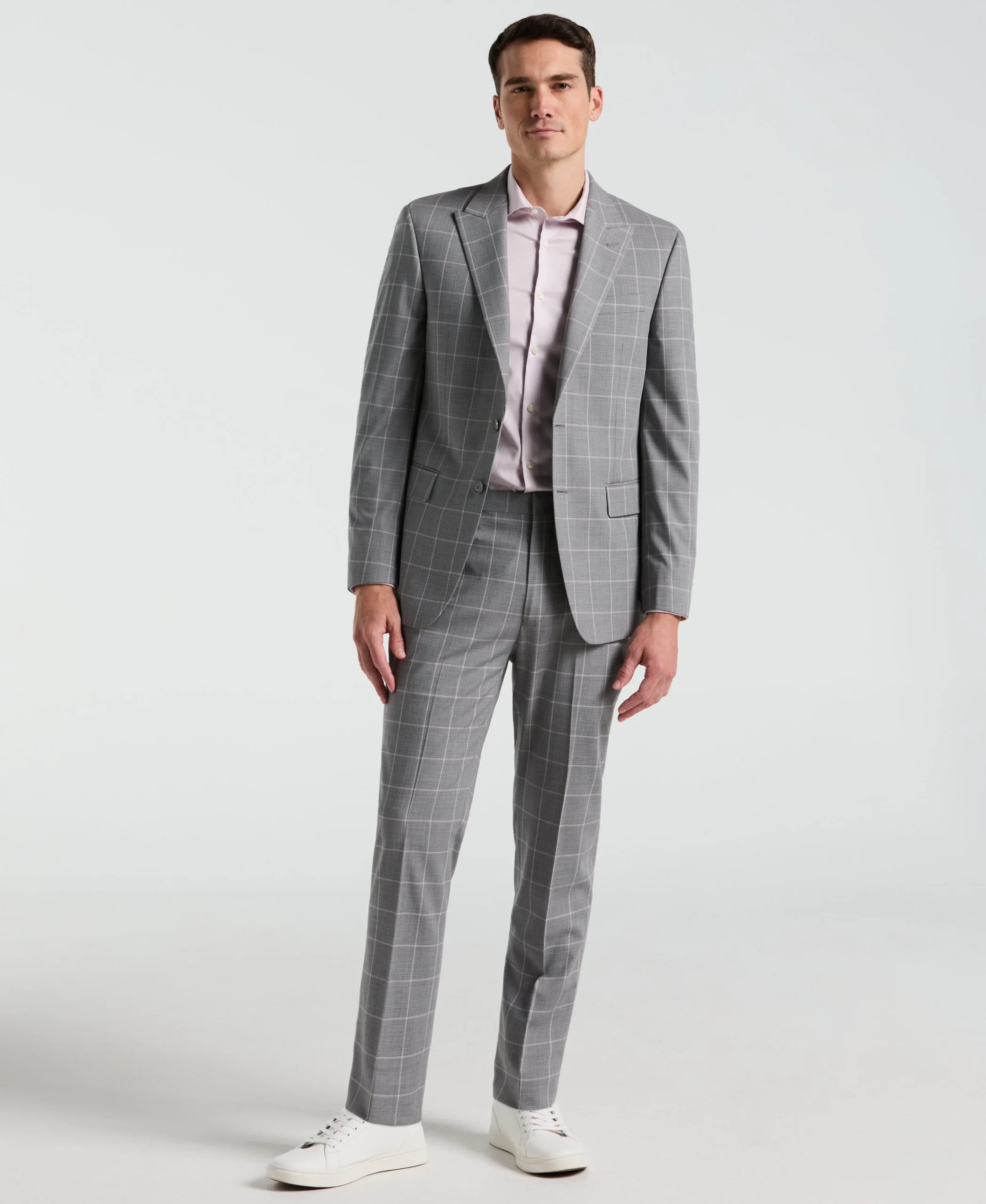 Slim Fit Windowpane Pattern Suit Pant