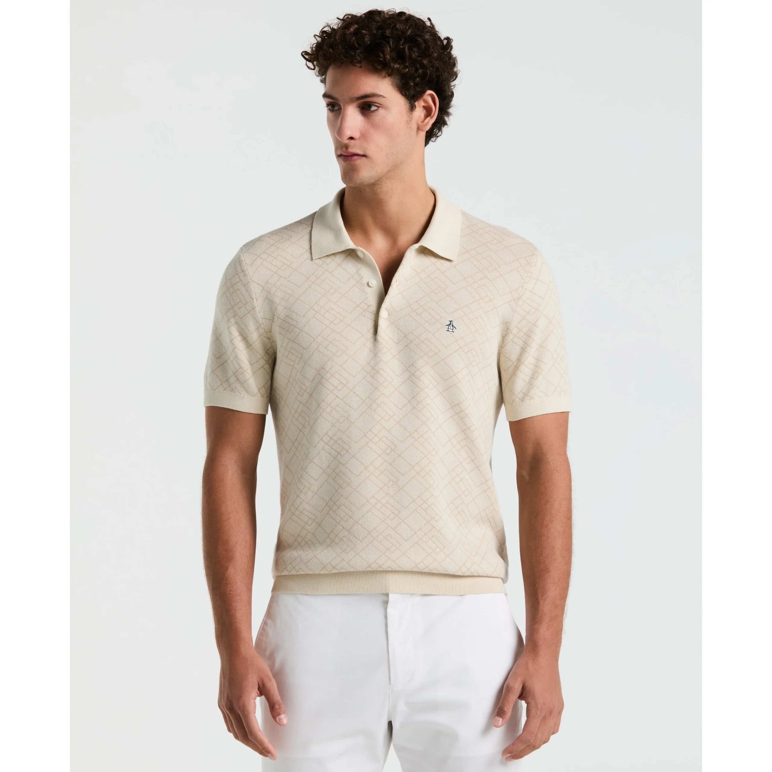 Jacquard Geometric Sweater Polo