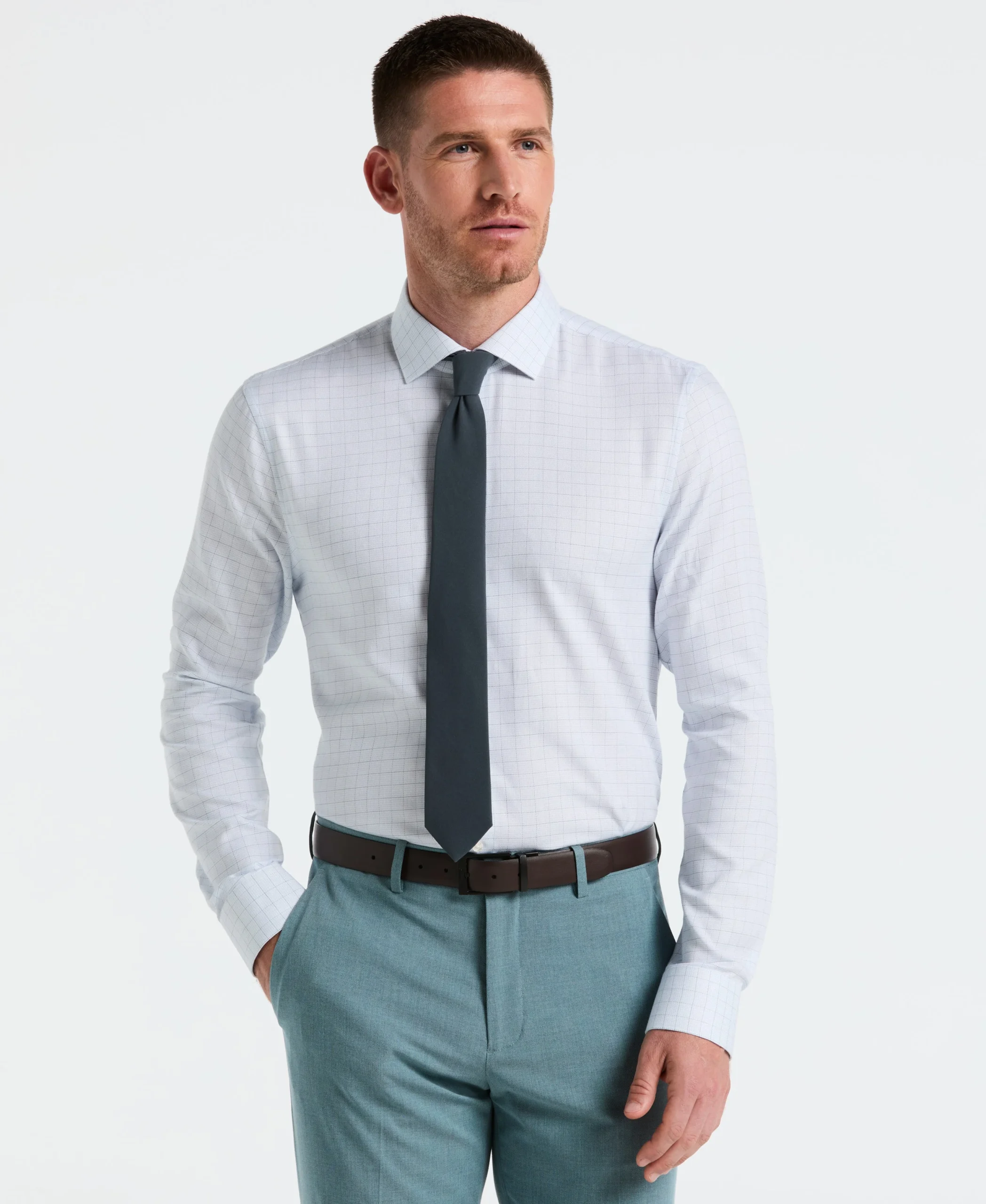 Stretch Checkered Dress Shirt