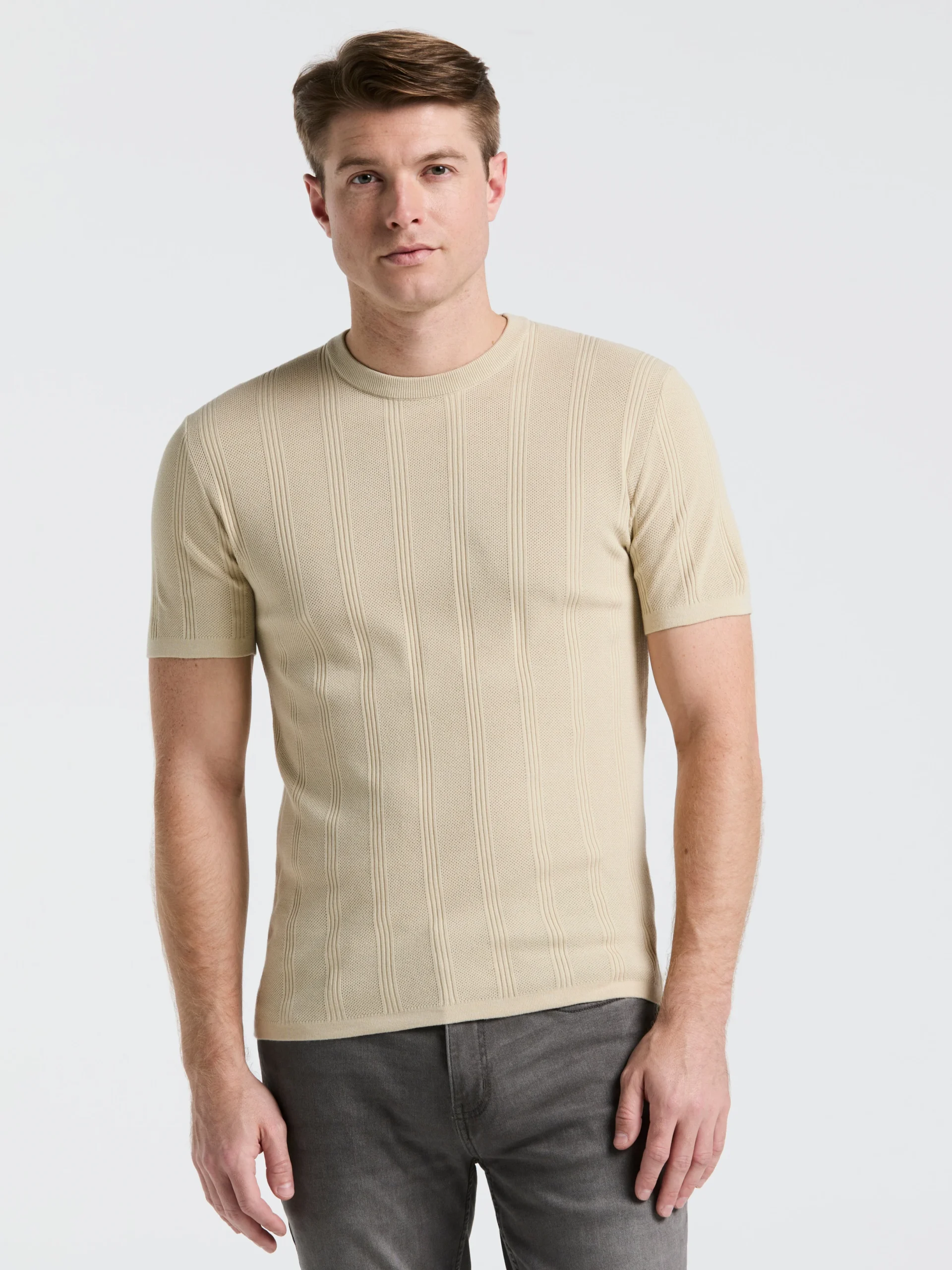 Tech Knit Striped Crew Neck Shirt