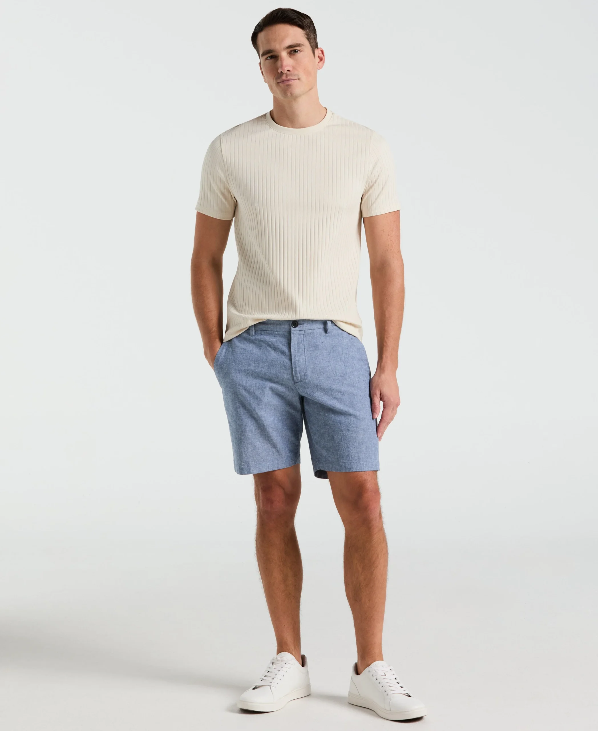8" Flat Front Linen Cotton Short