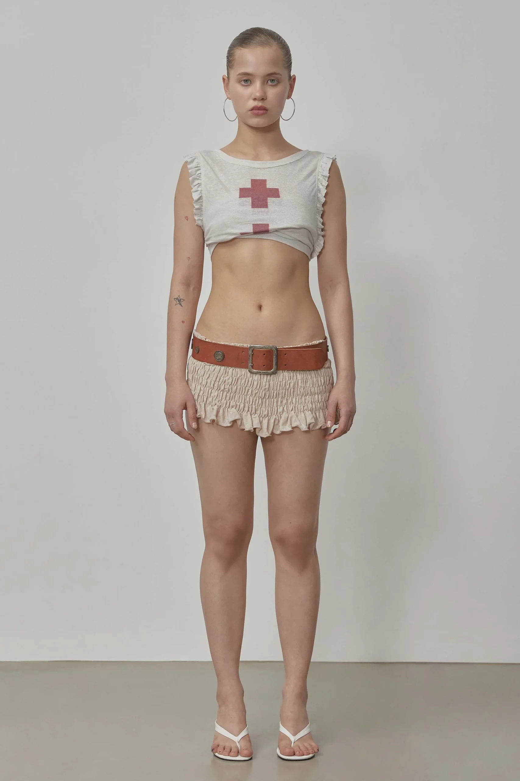 ★SCULPTOR★ Crinkle Volumer Skort Dusty Beige SC25S455BE Crinkle Volumer Skort Dusty Beige - Borderfree
