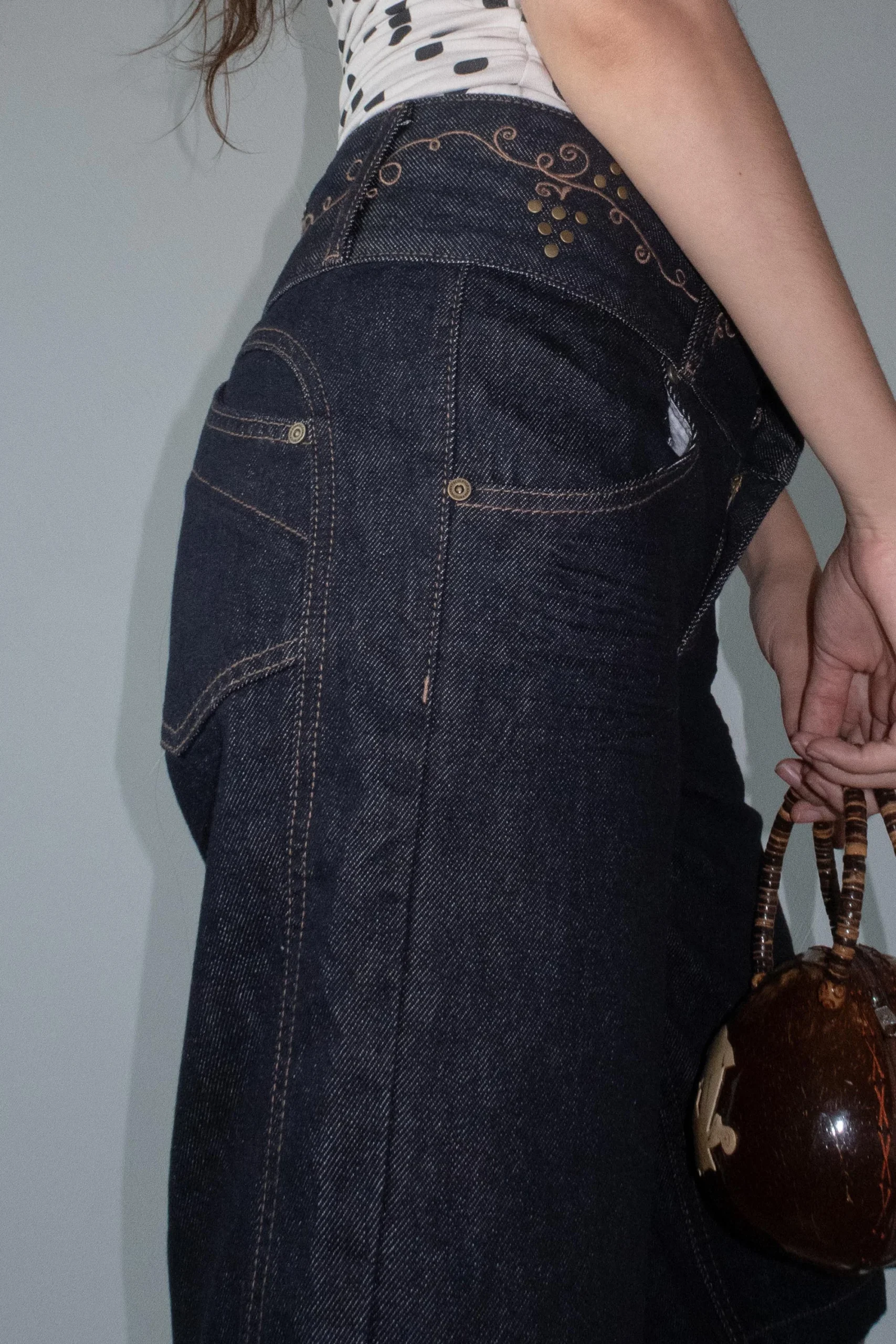 【MODERNIF】Line Half Denim Pants Vine Half Denim Pants Indigo - Borderfree