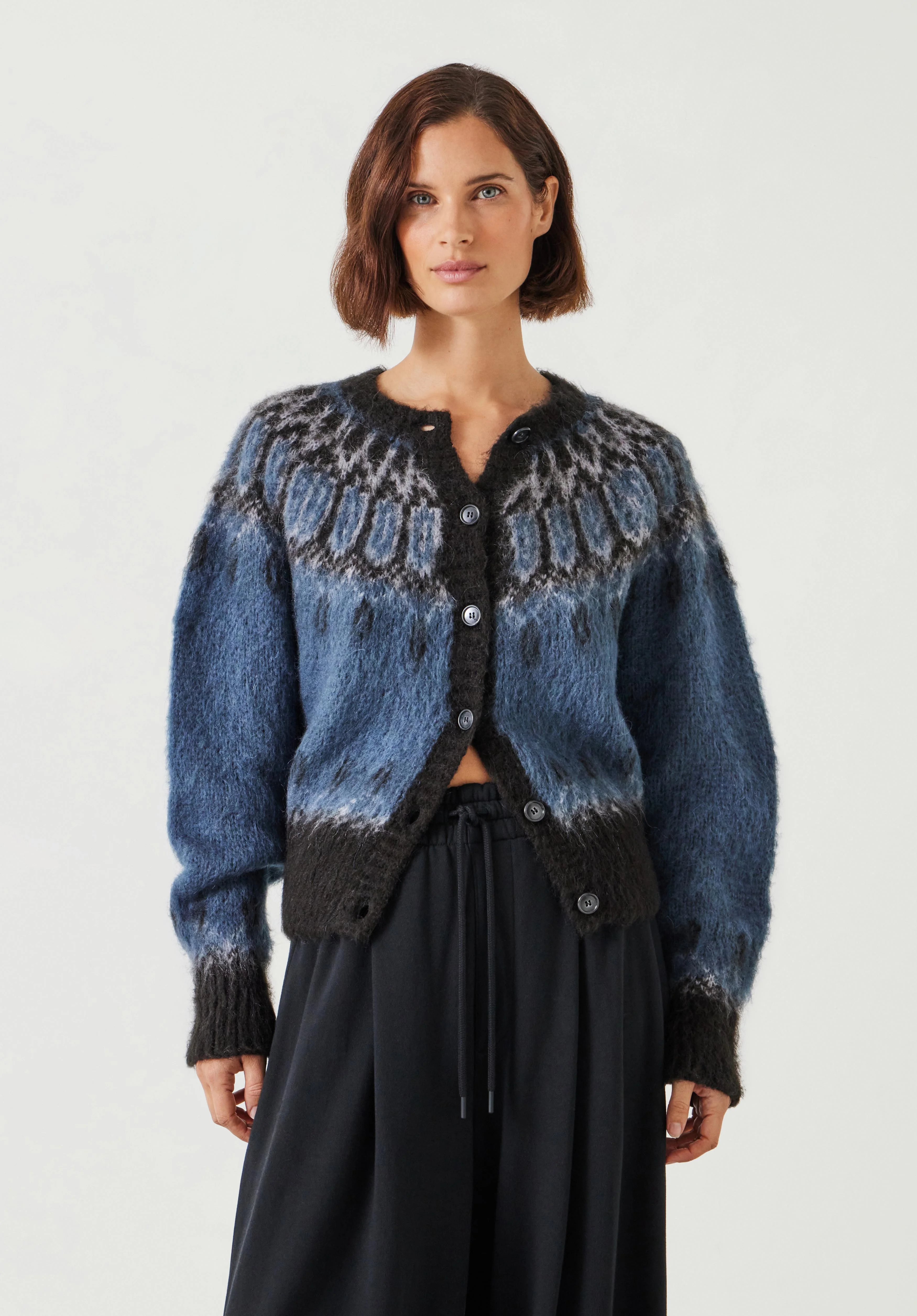 hush Chloe Brushed Fairisle Cropped Cardigan - Borderfree