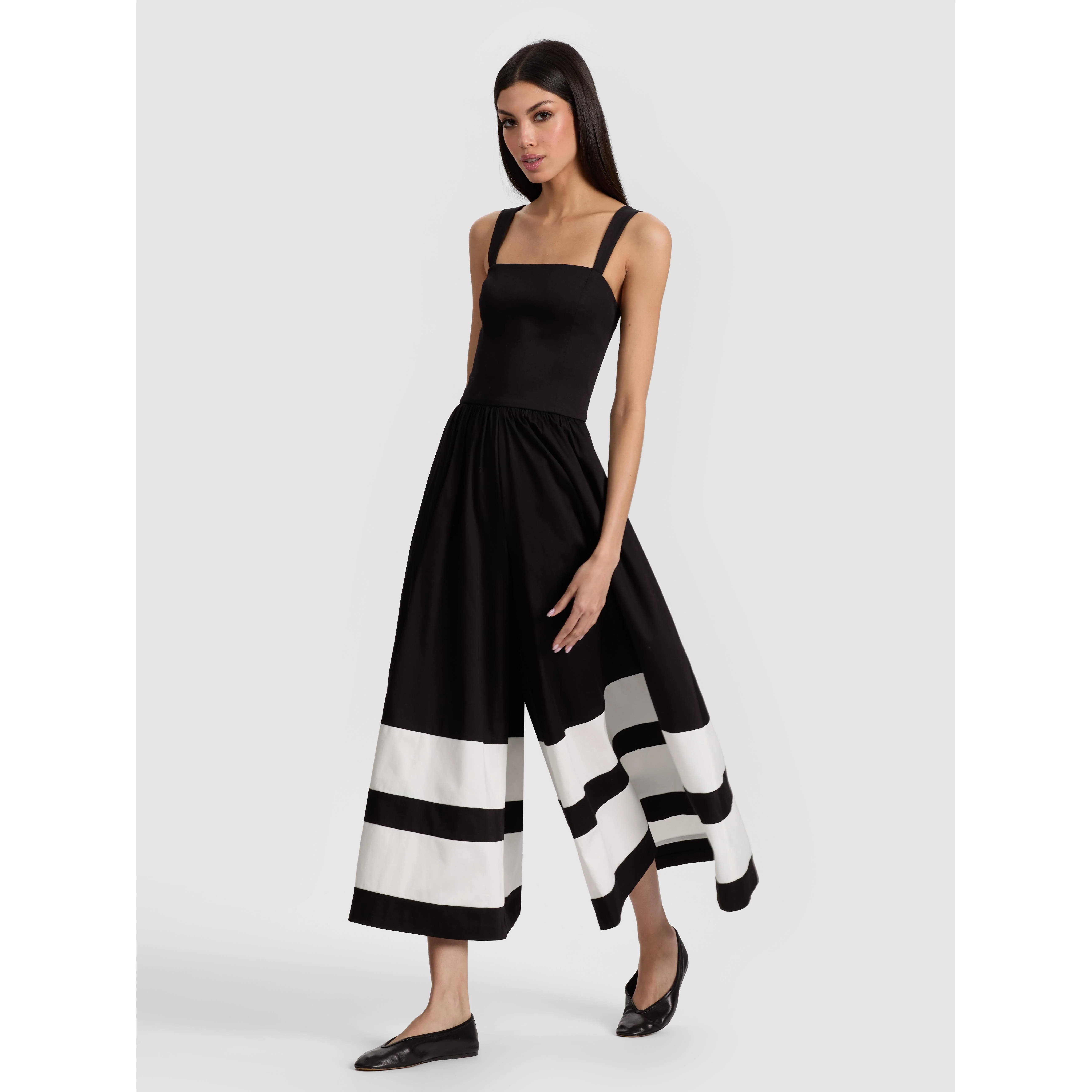 【美品】louren georgette wide overall Stretch Denim Bandeau Belted Wide Leg Jumpsuit | Karen Millen