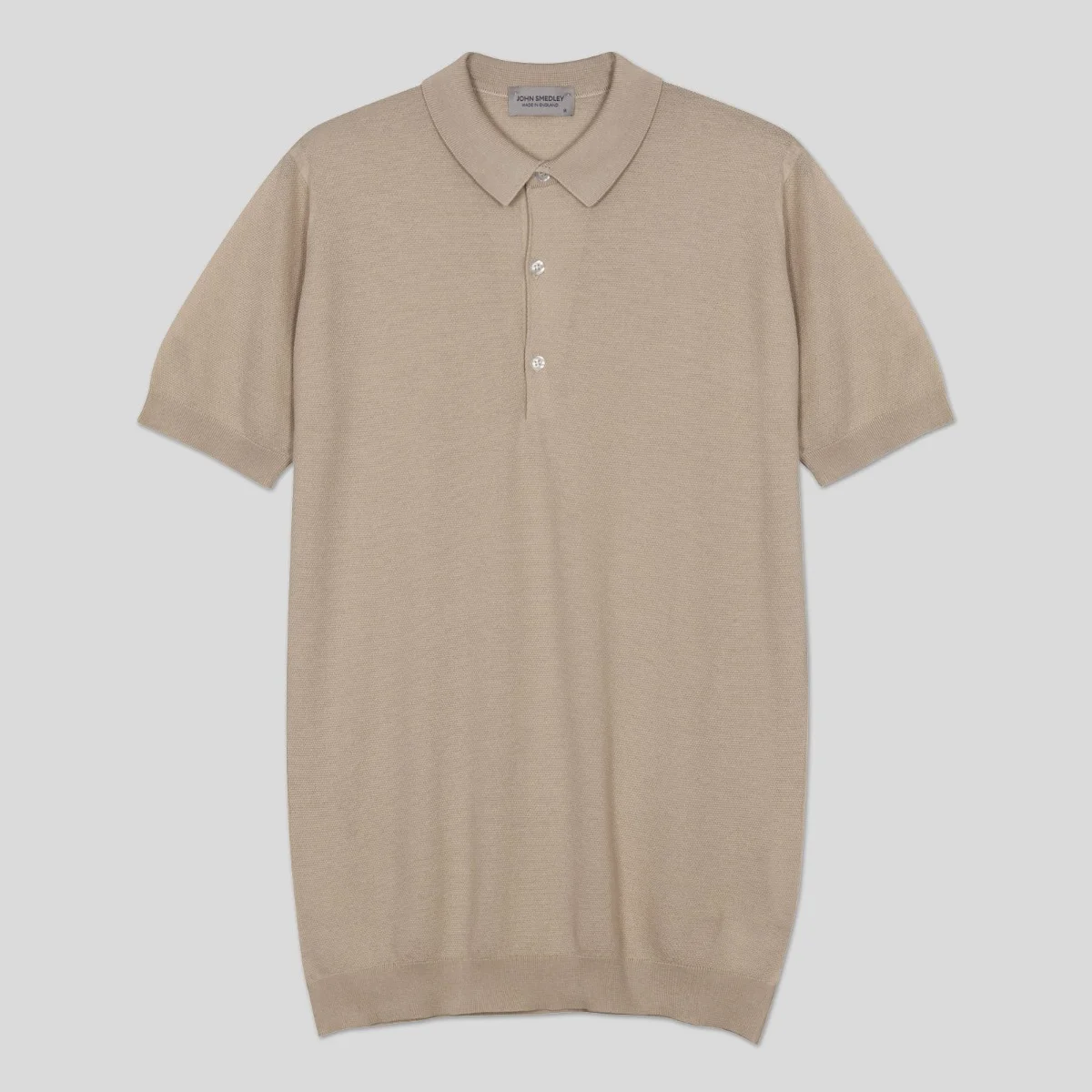 John Smedley - Men's - Roth - Sea Island Cotton Stand Collar Polo Shirt Almond - M