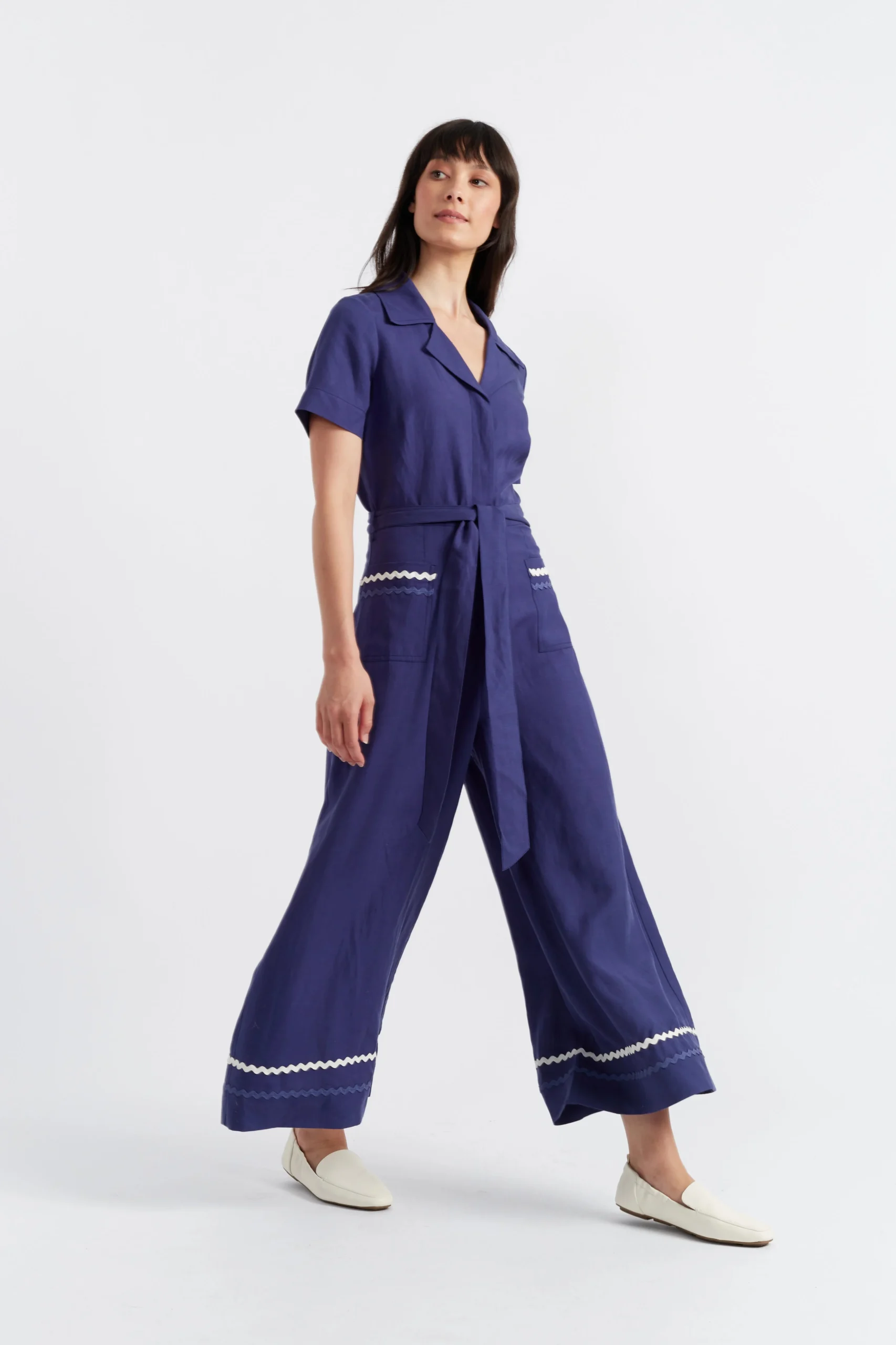 Blue Tencel-Linen La Mer Jumpsuit