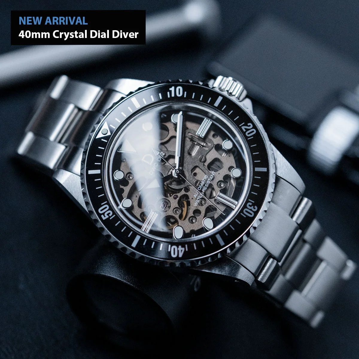 NEW ARRIVAL - 40mm Crystal Dial Dive Watch Kit with Stainless Steel ...
