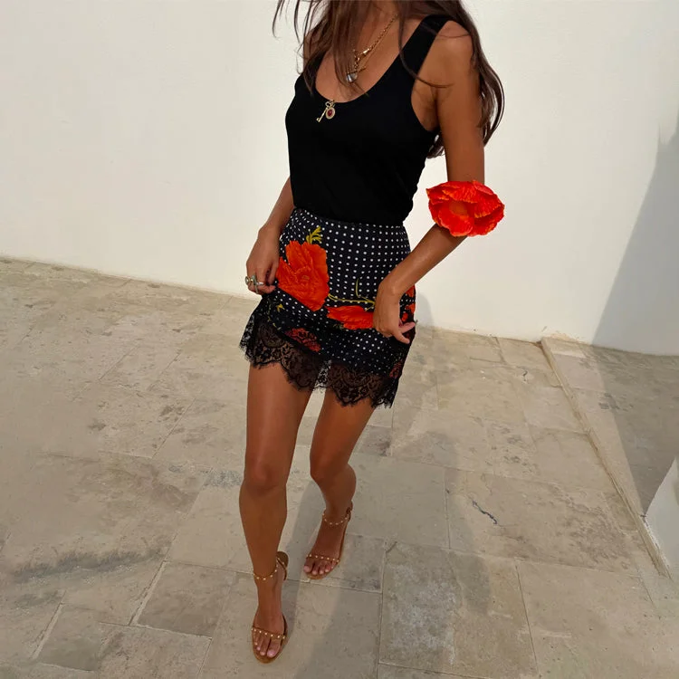Black Poppy Mini Maeva Skirt | Never Fully Dressed - Borderfree